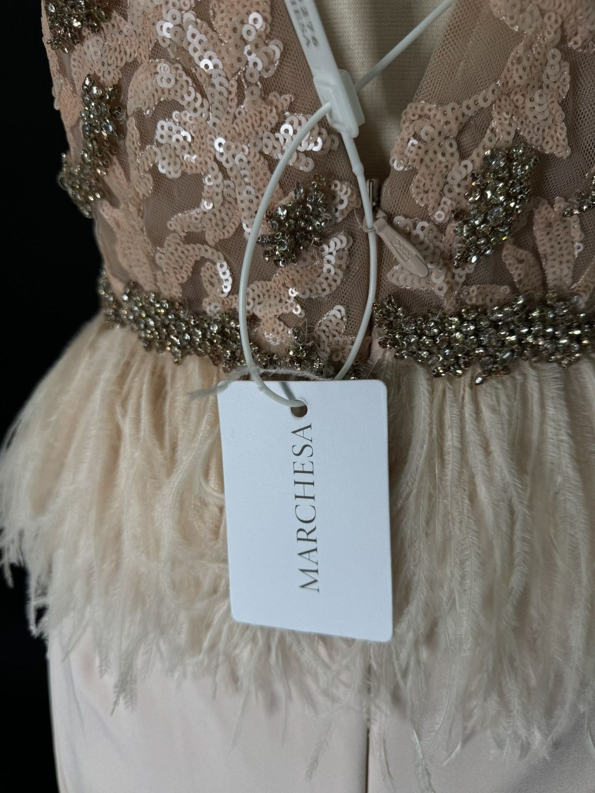 Marchesa Brand New US 6 Marchesa Maxi Gown with Feather Detail Size M / US 6-8 / IT 42-44 - 8 Thumbnail