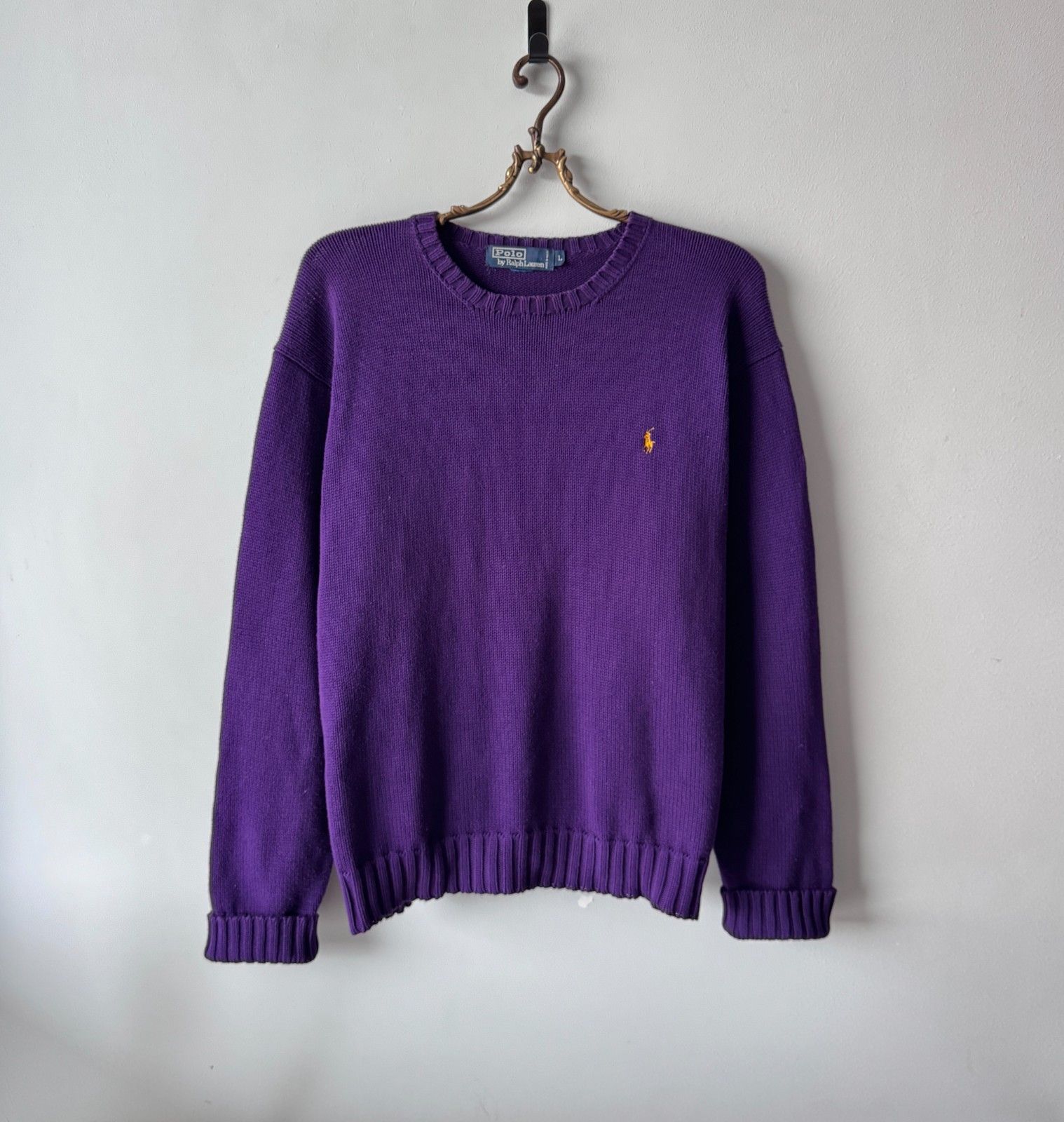 Polo Ralph Lauren Polo Ralph Lauren Vintage Knit Purple Sweater Mens Large Y2K Size US L / EU 52-54 / 3 - 1 Thumbnail