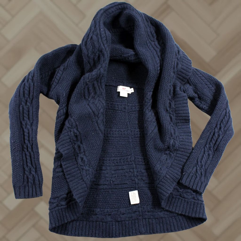 Vineyard Vines Vineyard Vines Sweater Womens Medium Navy Blue Cable Knit Wool Cashmere Blend Size M / US 6-8 / IT 42-44 - 1 Thumbnail