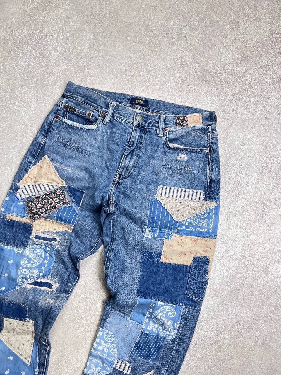 Polo Ralph Lauren × Vintage VINTAGE POLO RALPH LAUREN RLL PATCH WORK DENIM PANTS 29 Size US 29 - 3 Thumbnail