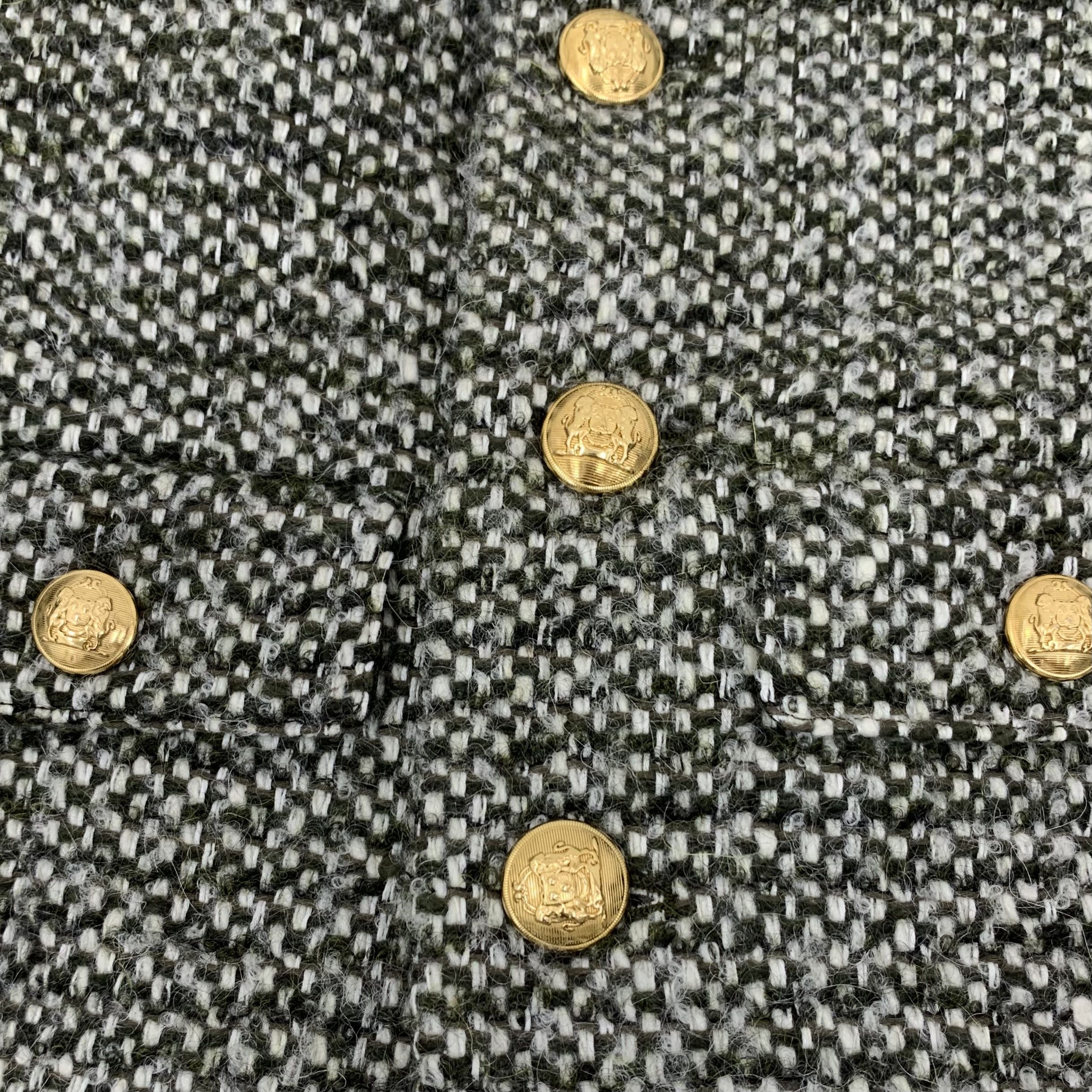 Celine Celine Jacket Wool Military Green Tweed Button-Up (Size XXS) Size XXS / US 00 / IT 34 - 5 Thumbnail
