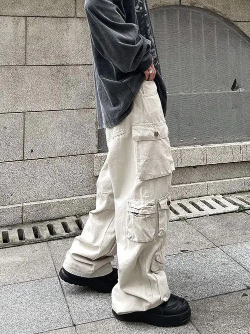 VIBE Baggy White Cargo Pants Size US 30 / EU 46 - 2 Thumbnail