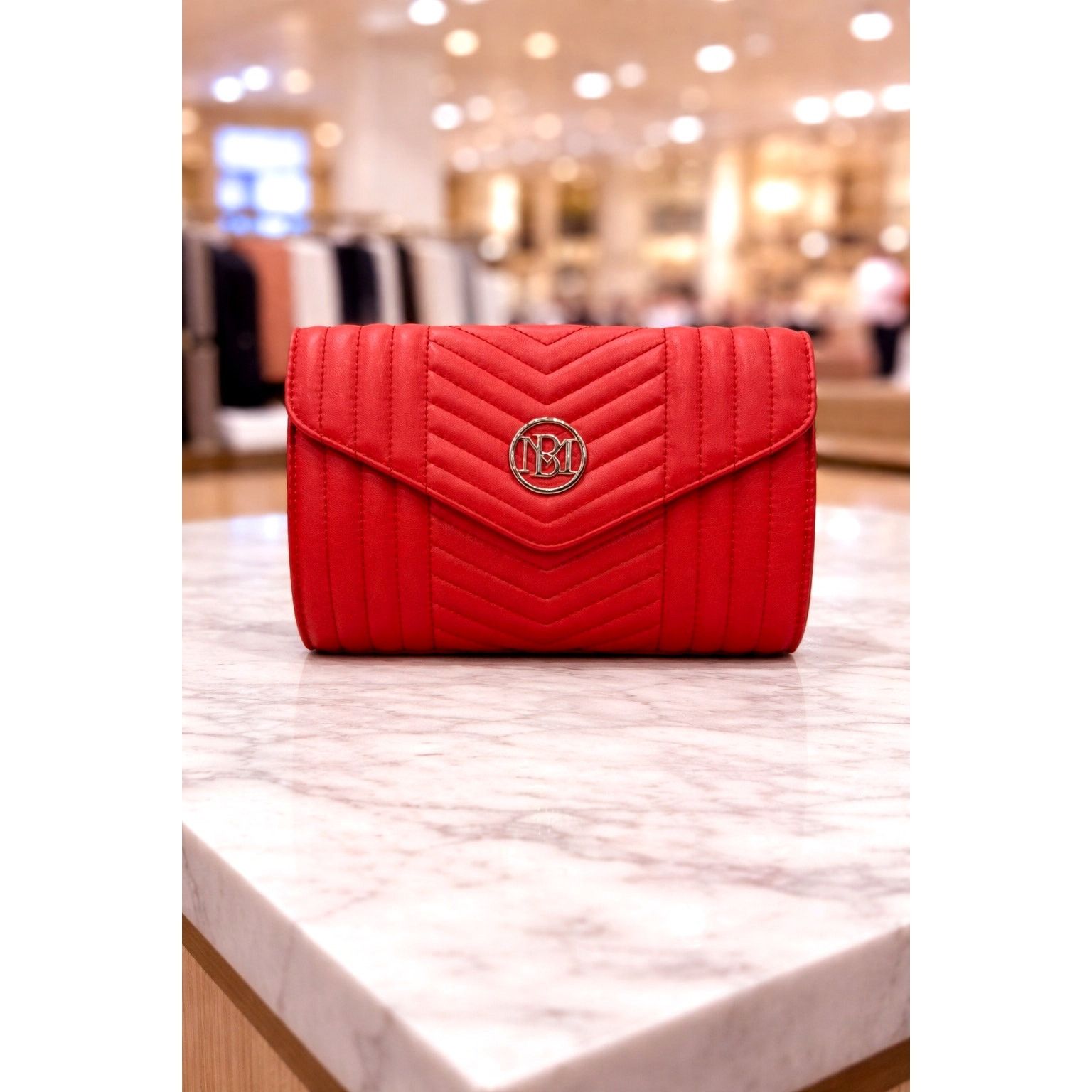 Badgley Mischka Badgley Mischka Crossbody Chevron Quilted Center Cover - Red Size ONE SIZE - 1 Thumbnail