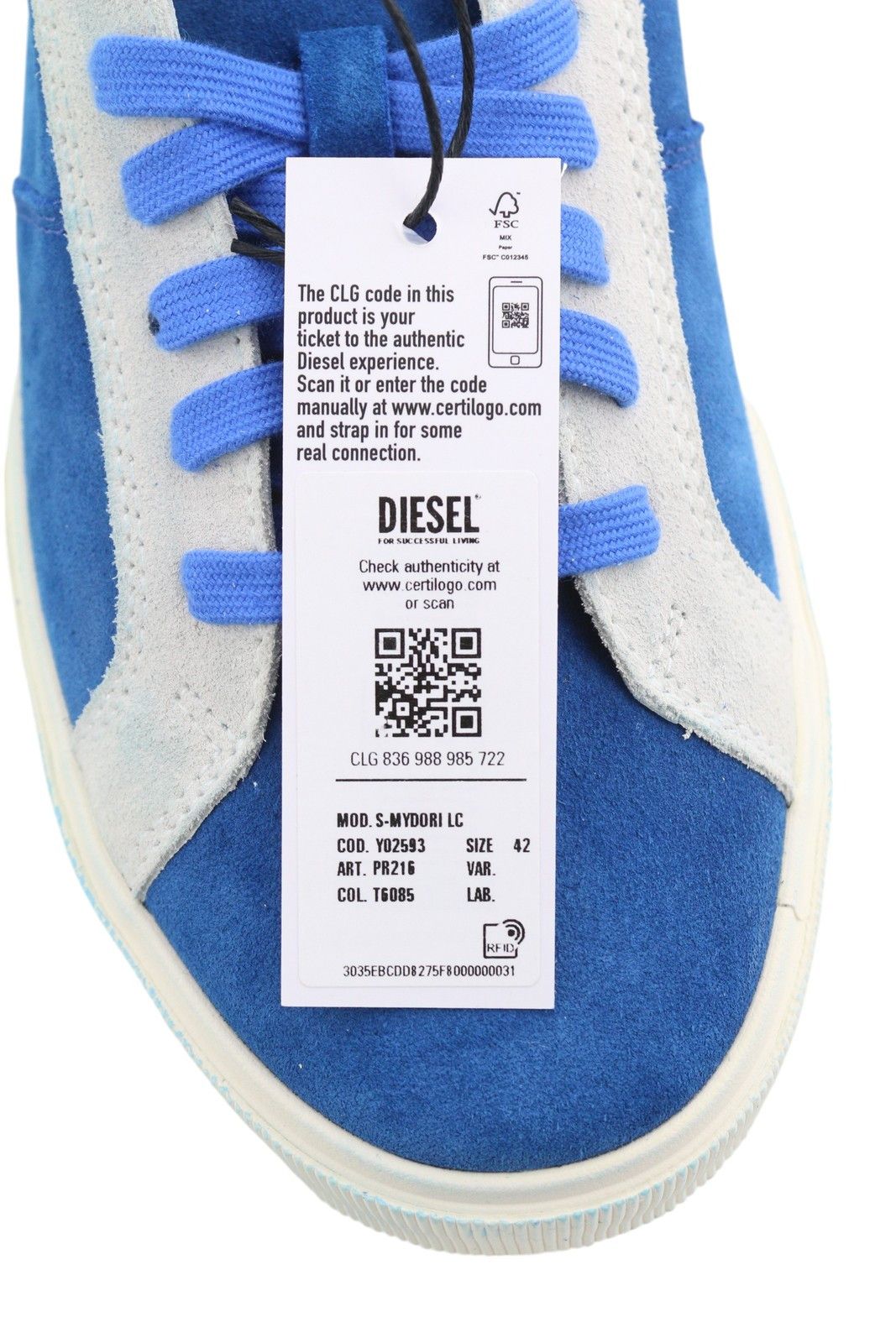 Diesel S-MYDORI LC EU42 Blue Suede Leather 41539 Size US 9 / EU 42 - 10 Thumbnail