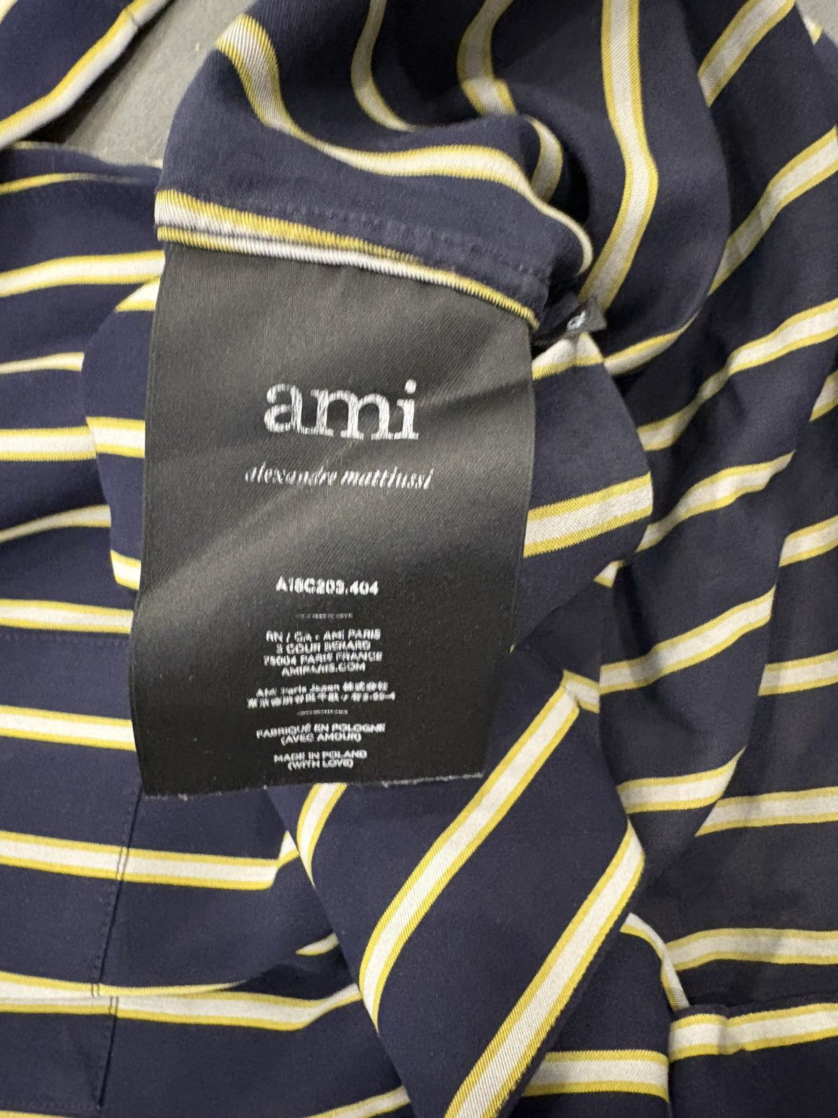 AMI Ami Paris Alexandre Mattiussi Blue Yellow Striped Shirt Size US L / EU 52-54 / 3 - 4 Thumbnail