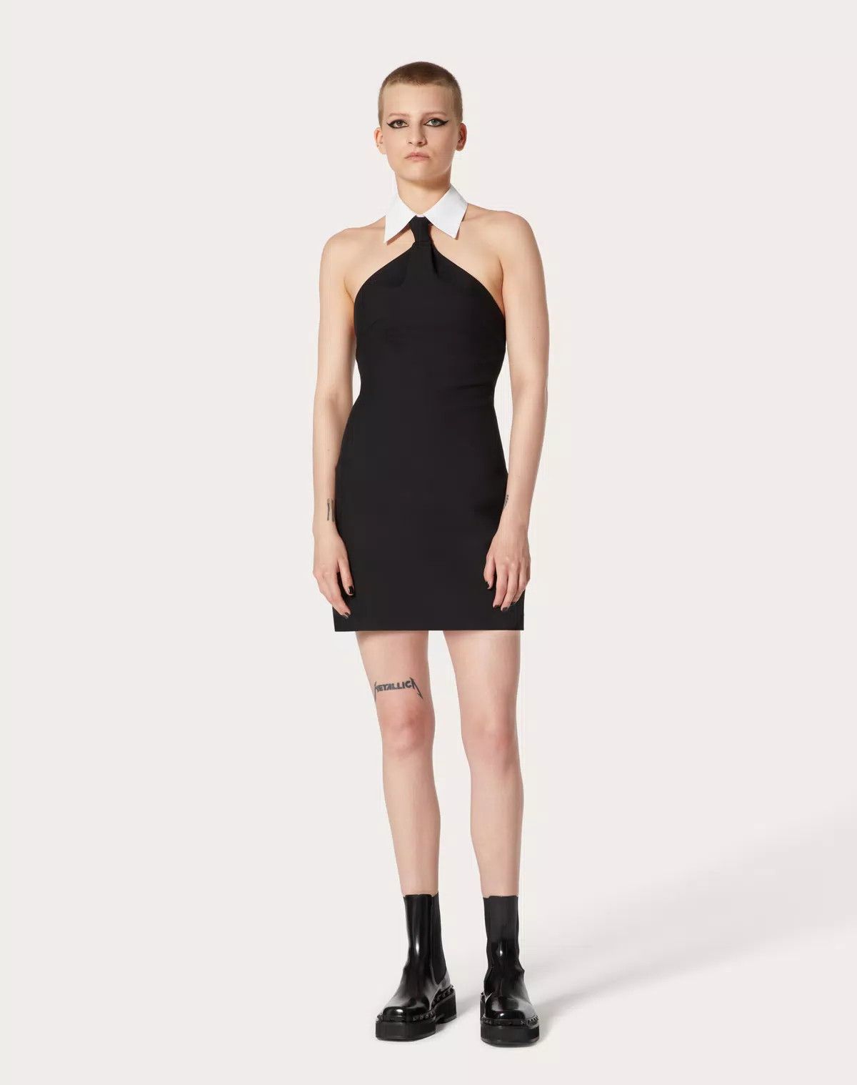 Valentino o1s1wg110625 Crepe Couture Short Dress in Black Size XS / US 0-2 / IT 36-38 - 3 Thumbnail