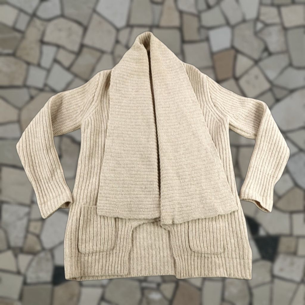 J.Crew VINTAGE J.CREW Sweater Cardigan Womens Large Beige Wool Open Front Pockets 100% Lambs Wool Classic Casual Size L / US 10 / IT 46 - 1 Thumbnail