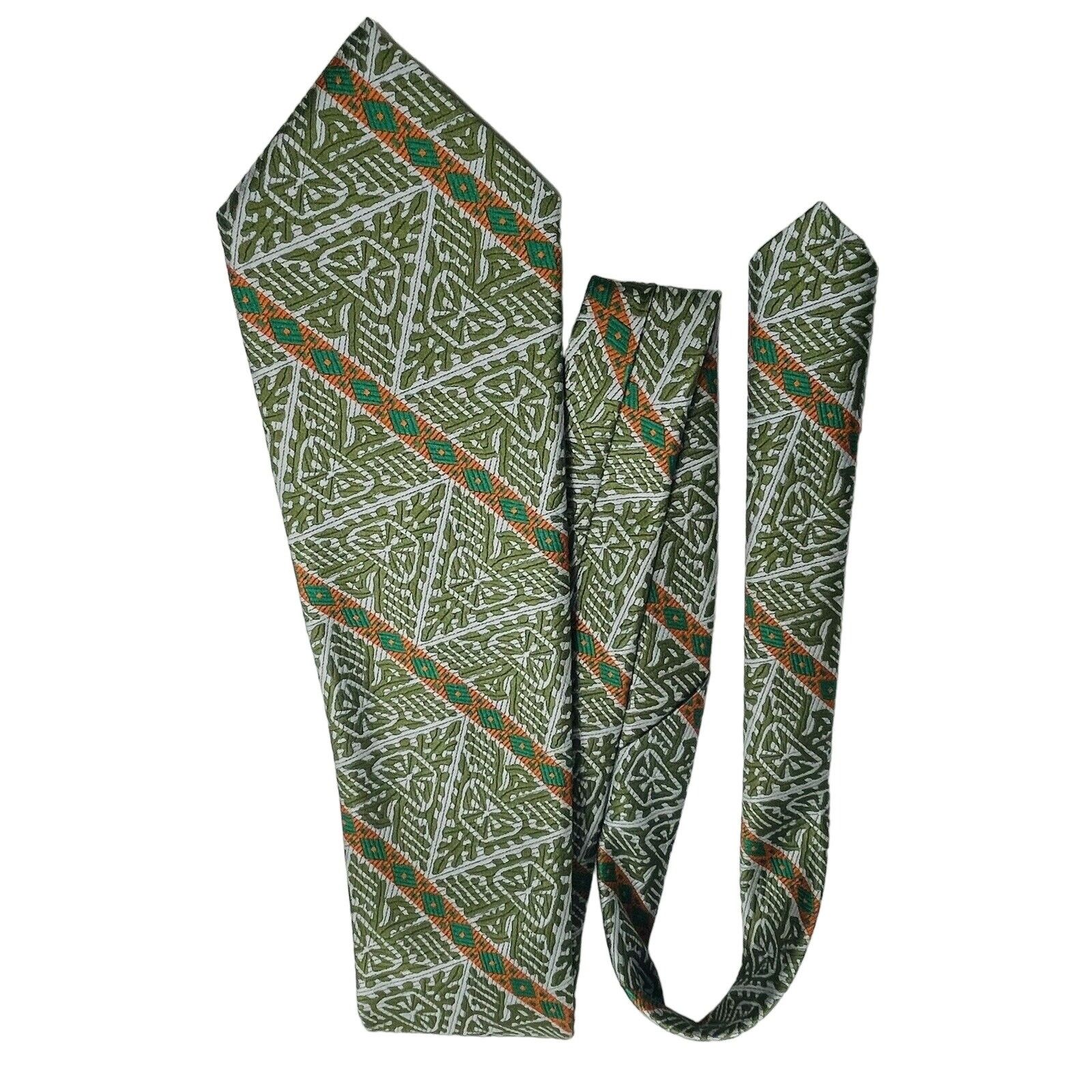 Vintage The Huckster Mens Necktie Green Orange Neck Tie Size ONE SIZE - 9 Thumbnail