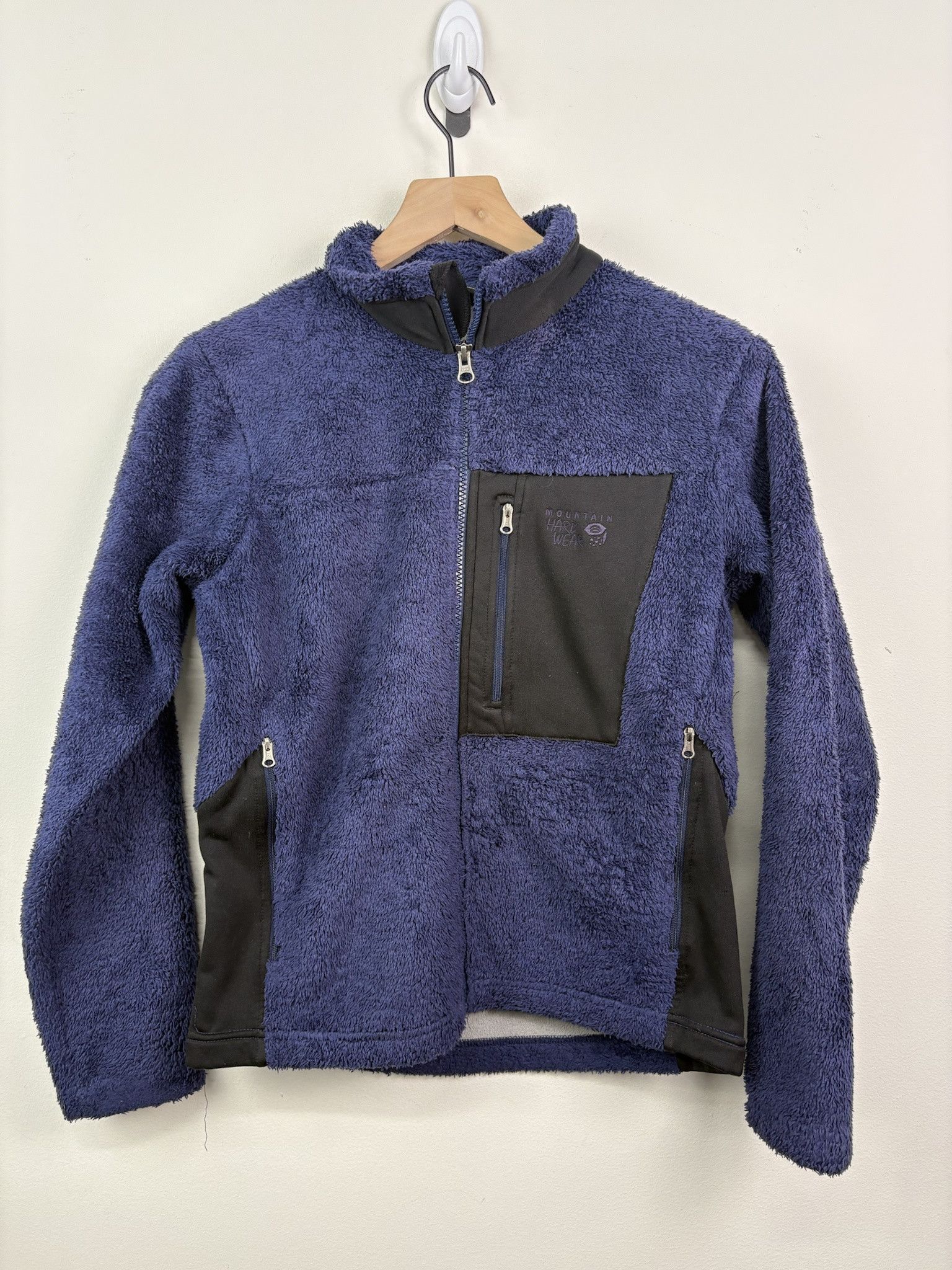 Vintage 90's Mountain Hardware BlueTwo Tone Sherpa Fleeve Lined Collared Full Zip Up Sweater Size XS