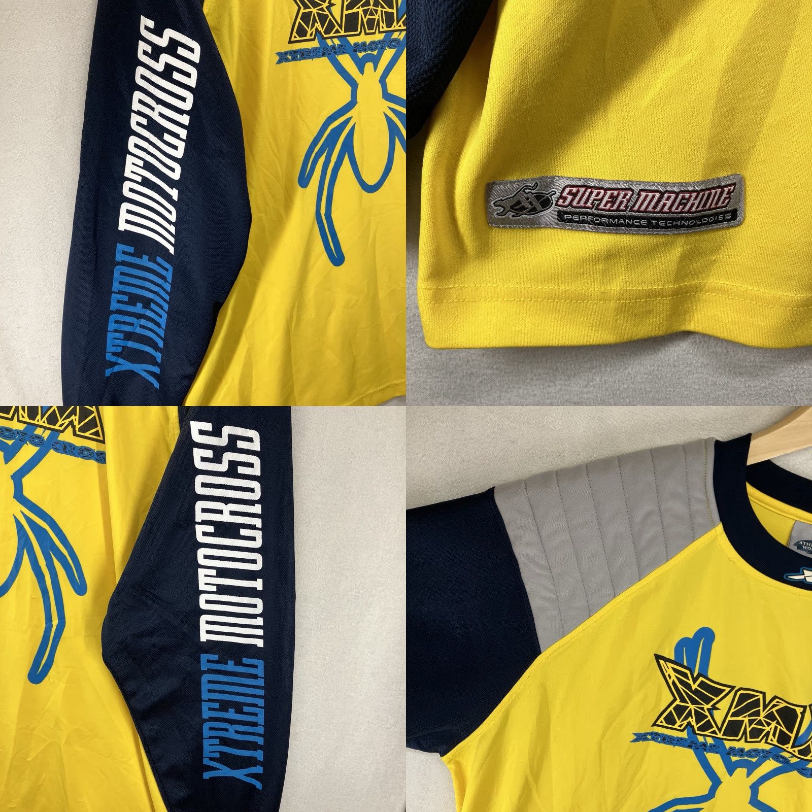 Athletic Works VTG 90s Y2K Extreme Motocross XMX Jersey Light Padding Mens Large Yellow Colorblock Spider 90s Motocross Biker Jersey Mens Size US L / EU 52-54 / 3 - 8 Thumbnail