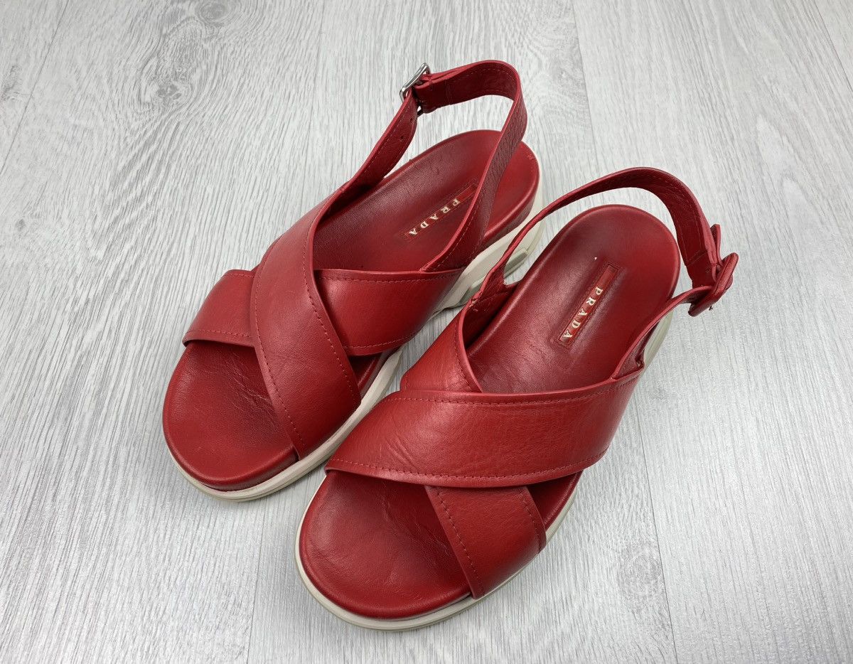 靴 Vintage Prada Sandals 37 Vintage Prada Sandals Slides Flats Red Leather White