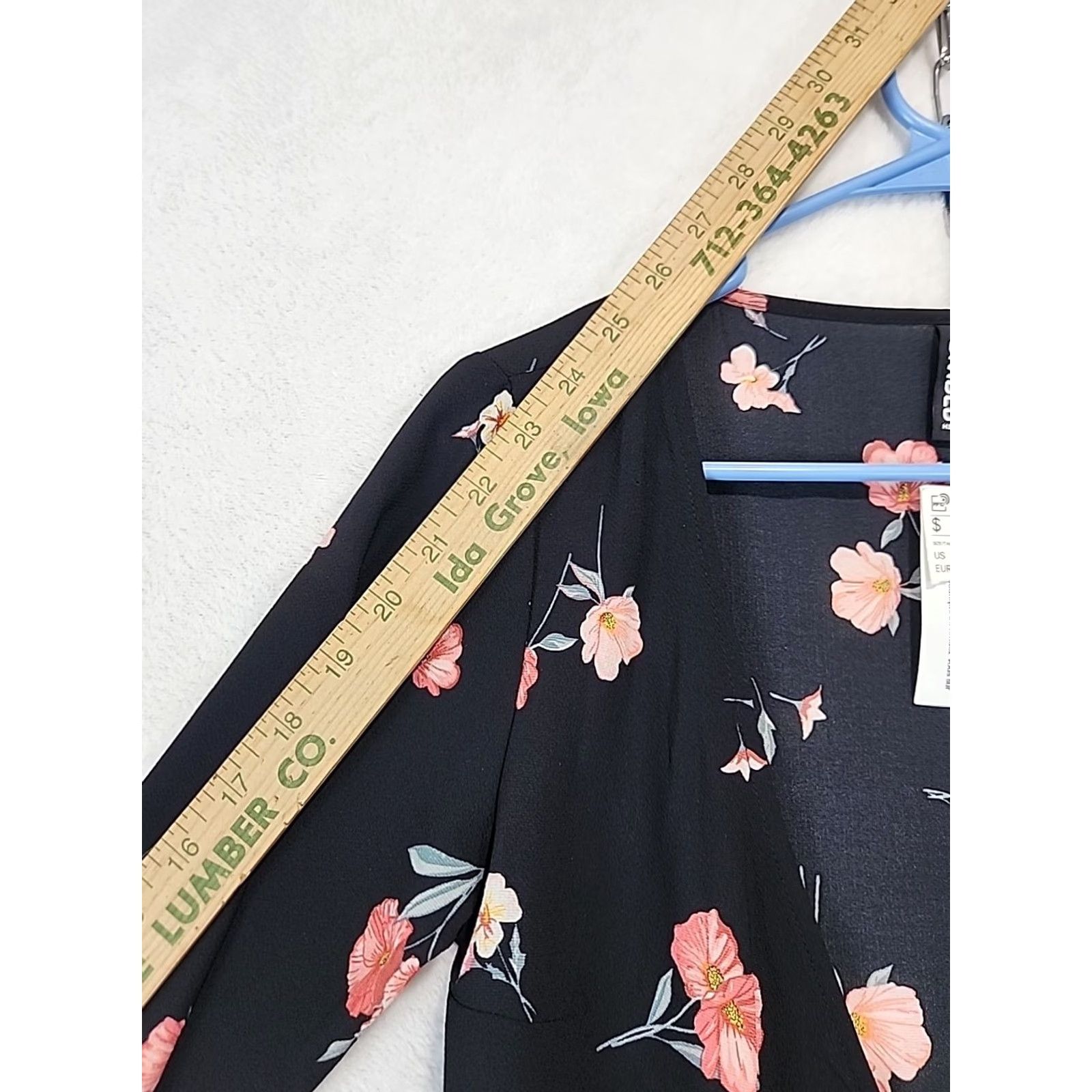 H&M H&M Divided Women's Size 0 Black Floral Open Tie Front Kimono Top Flowing Duster Shirt Womens Size XS / US 0-2 / IT 36-38 - 7 Thumbnail