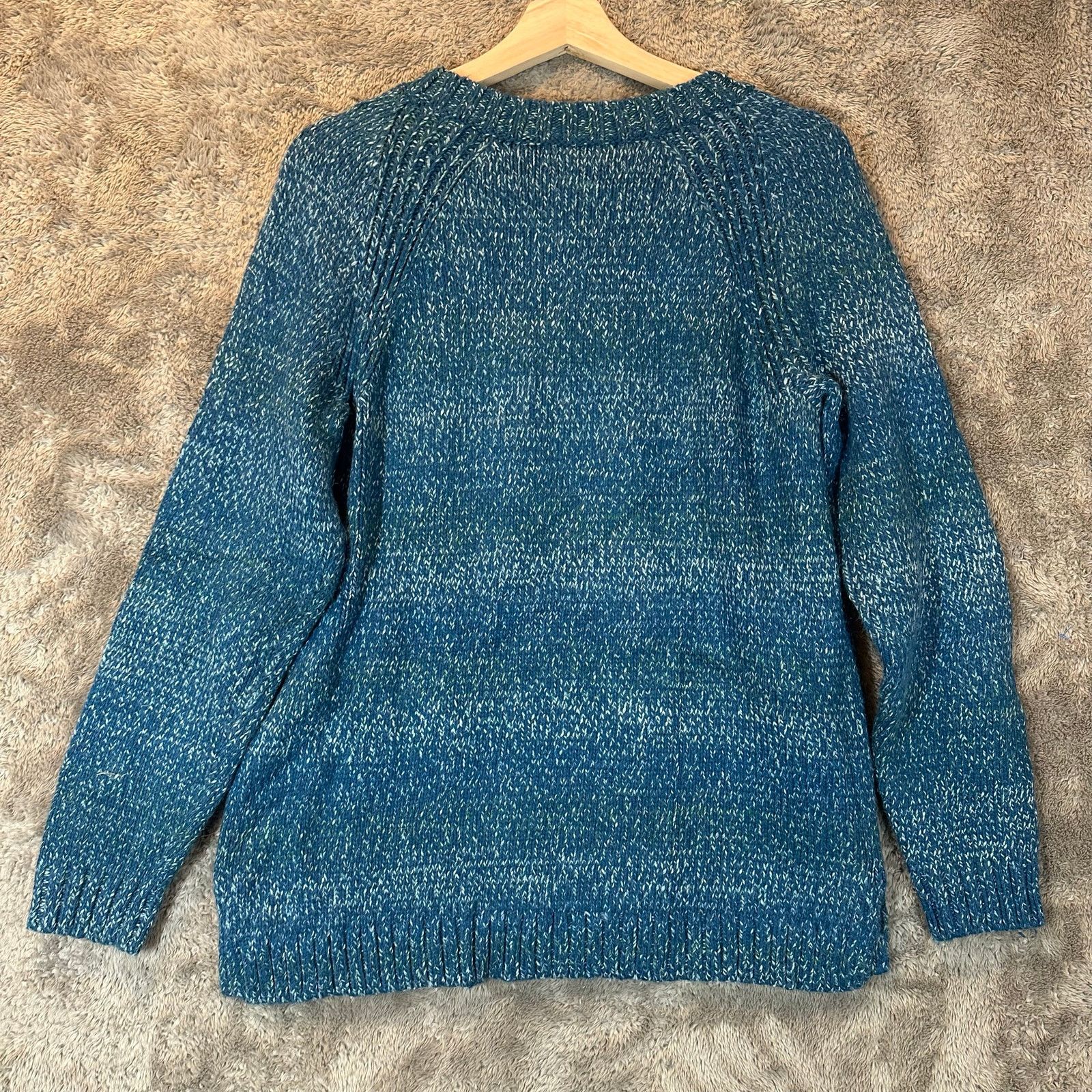 Lands' End Lands End Teal Blue Marled Knit Sweater Womens M 10 12 Size M / US 6-8 / IT 42-44 - 2 Thumbnail