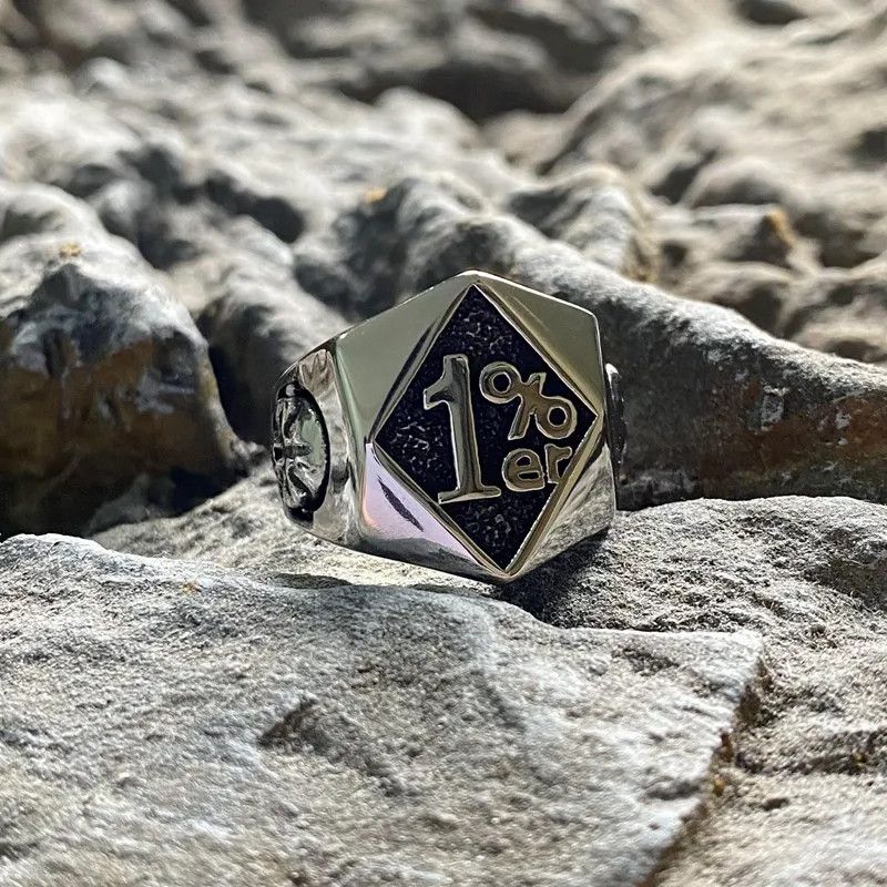 Jewelry × Vintage One Percent 1% ER Skeleton Ring Size ONE SIZE - 1 Thumbnail