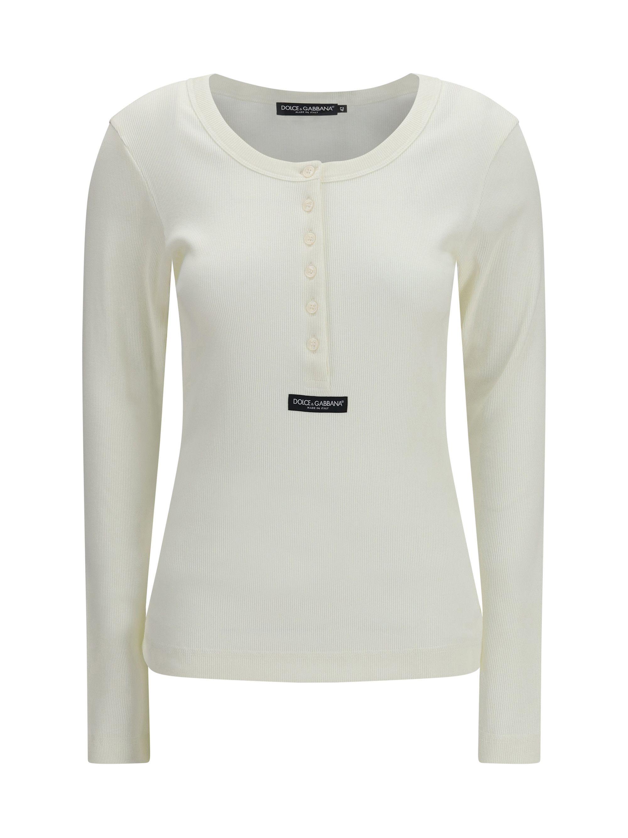 Dolce & Gabbana Ribbed cotton henley T-shirt Size M / US 6-8 / IT 42-44 - 1 Thumbnail
