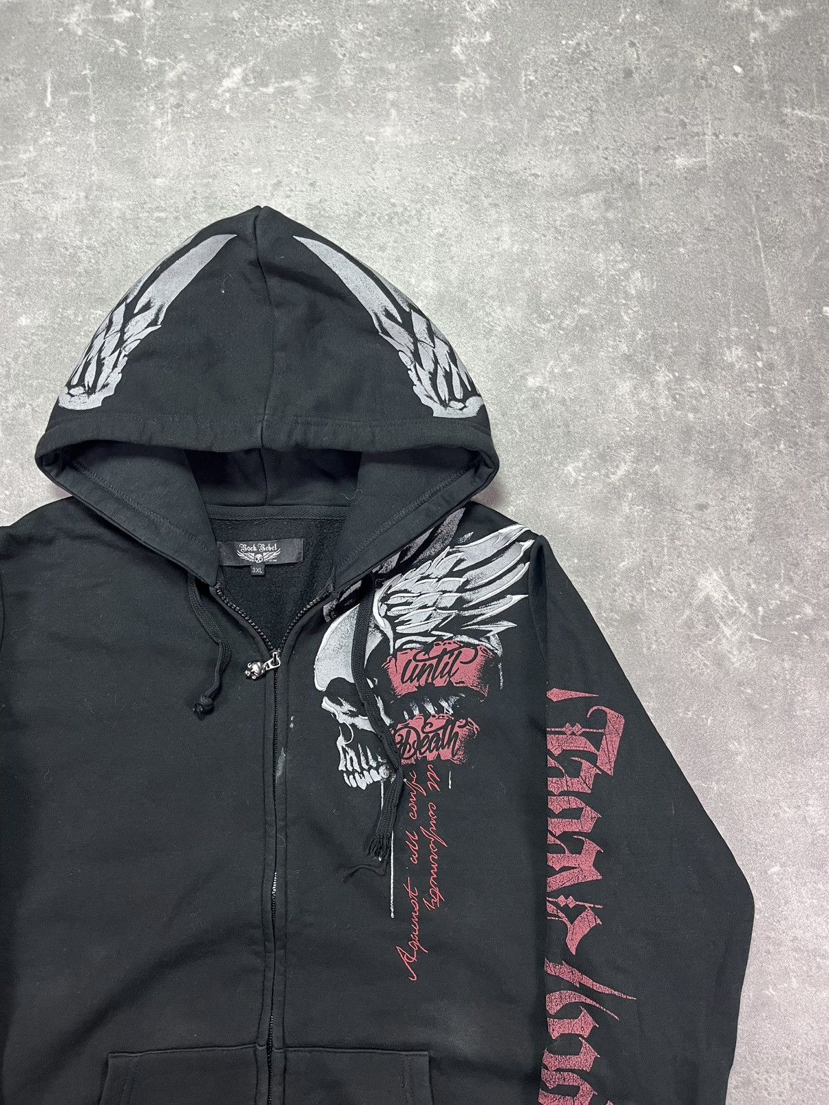 Japanese Brand Rock Rebel Printed Zip Hoodie XL Metal Affliction Rare Size US XL / EU 56 / 4 - 6 Thumbnail
