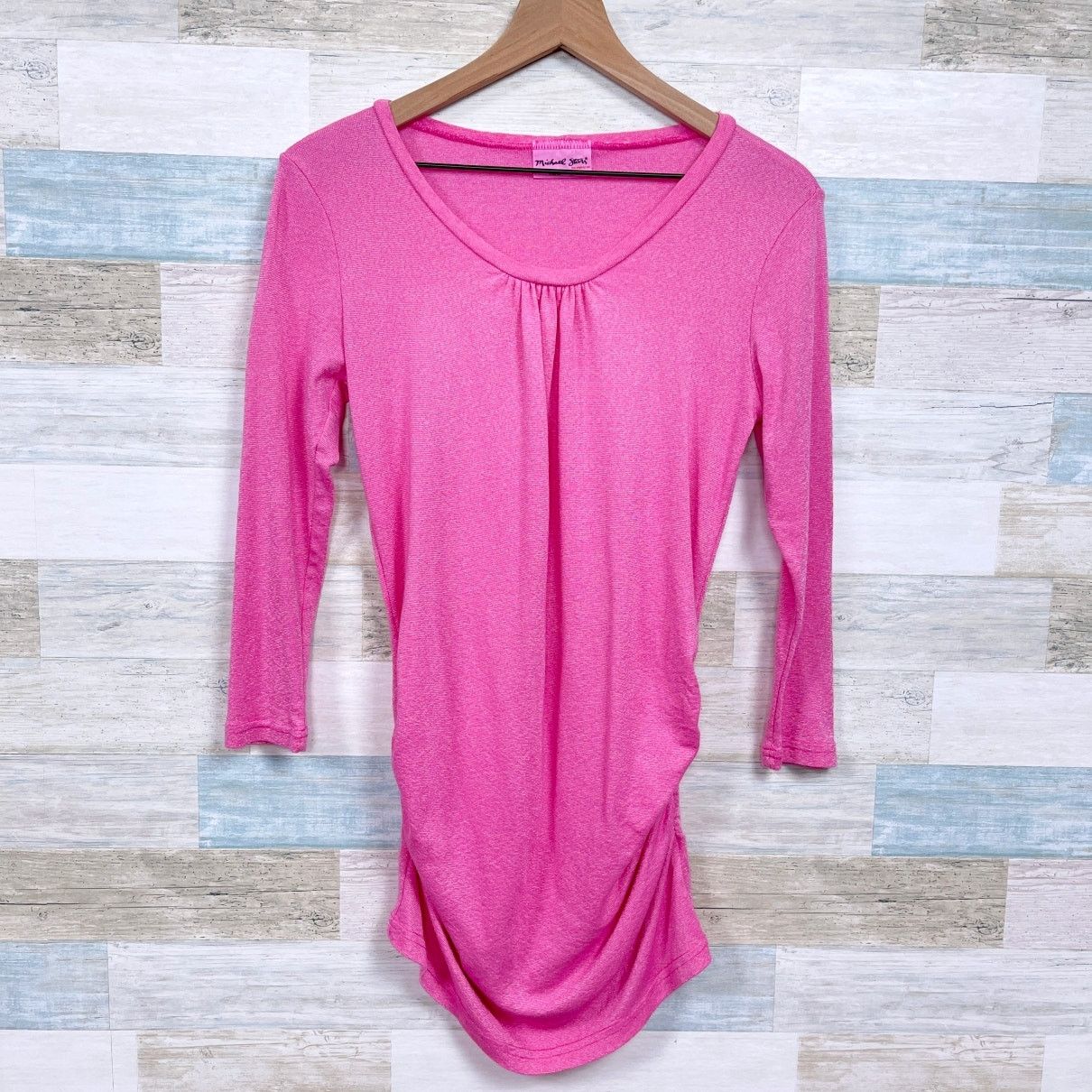 Michael Stars Michael Stars Metallic Shimmer Maternity Top Pink Long OS Size ONE SIZE - 1 Thumbnail