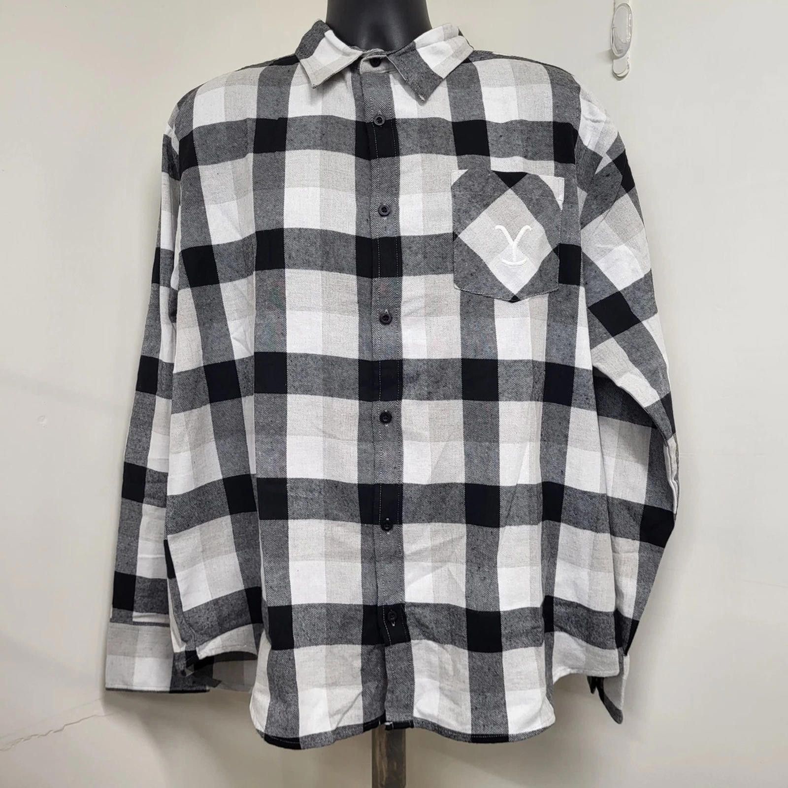 Other Yellowstone Flannel Shirt Men's SzXL WhiteBlack Dutton Ranch Size US XL / EU 56 / 4 - 1 Thumbnail