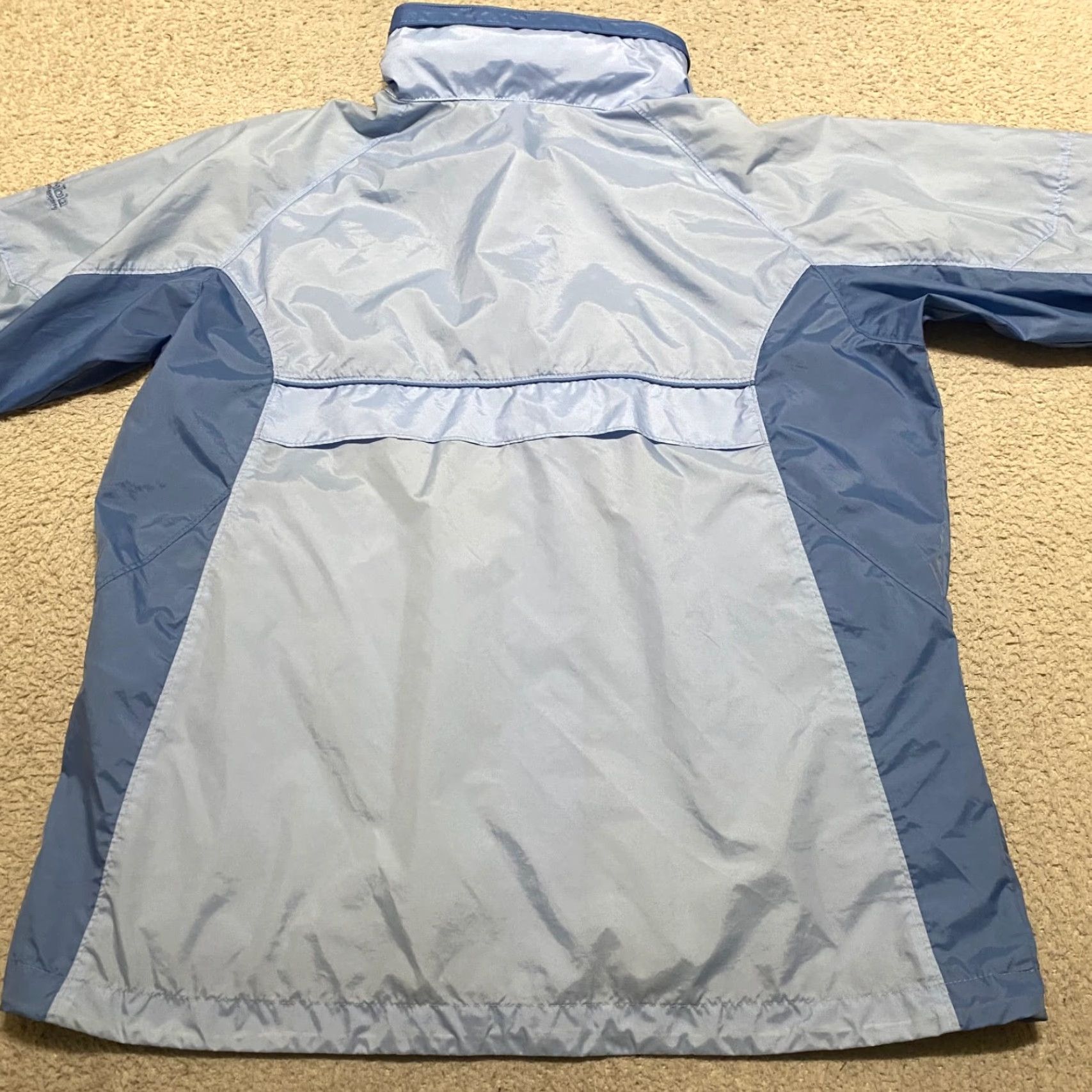 Vintage Columbia Windbreaker Jacket Womens Large Blue Full Zip Hooded Packable Lightweight Softshell Size L / US 10 / IT 46 - 2 Thumbnail