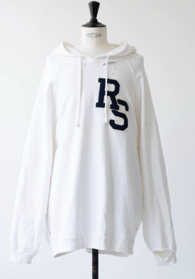 Raf Simons Raf Simons RS Distressed White Hoodie - dmc Size US S / EU 44-46 / 1 - 1 Thumbnail