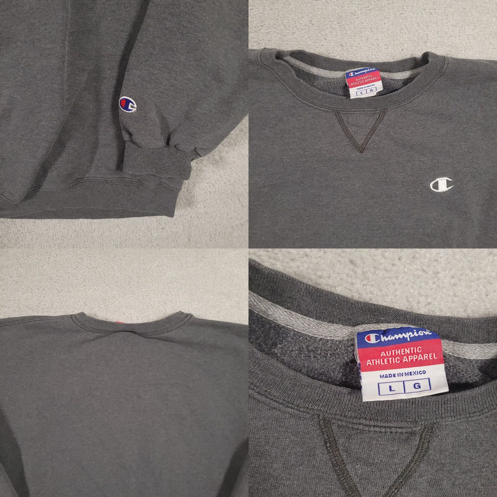 Champion VINTAGE Champion Sweatshirt Men's L Gray Fleece Crewneck 90s Shirt Pullover Mens Size US L / EU 52-54 / 3 - 8 Thumbnail