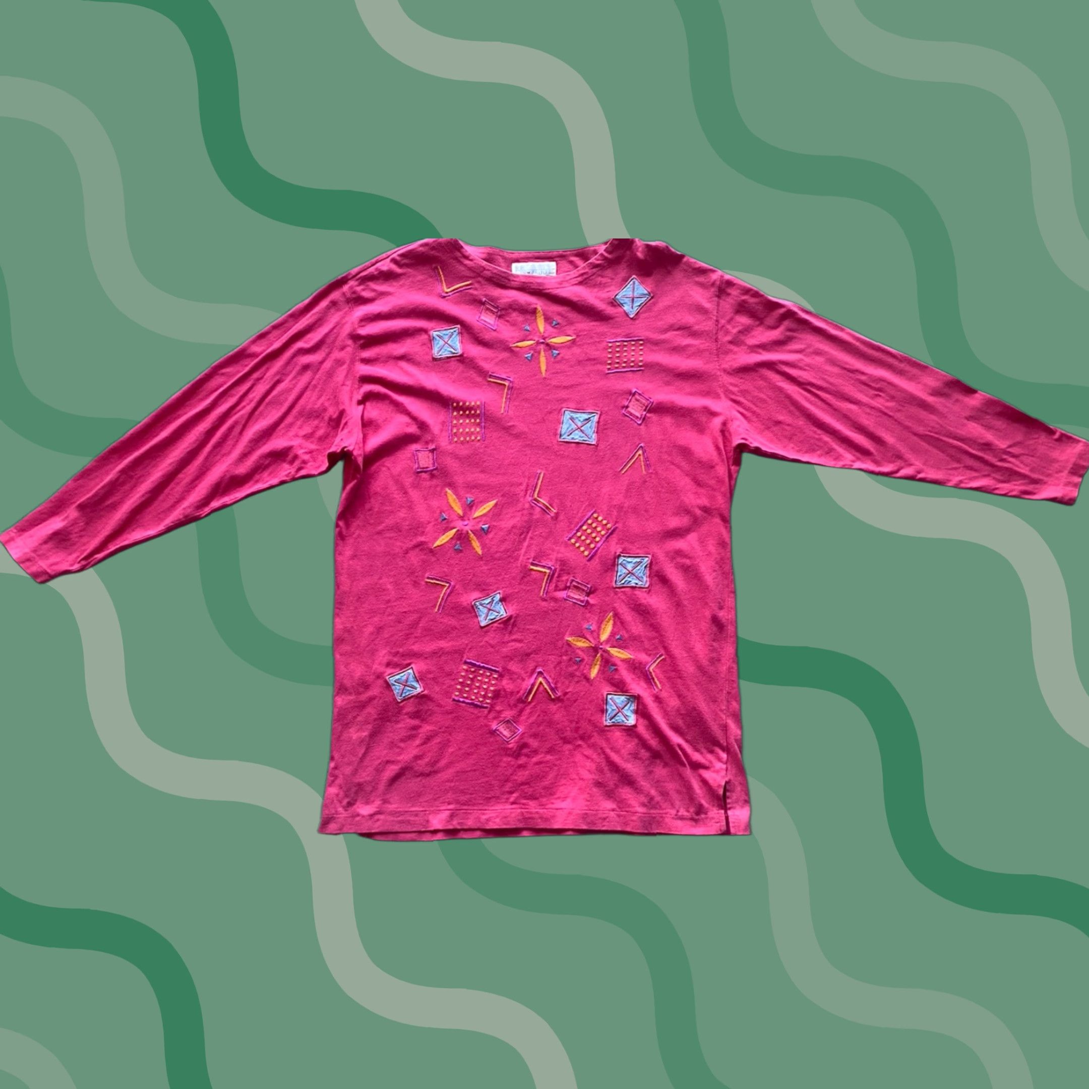 Vintage VINTAGE Segrets Sun Prints WOMANS LADY LONG SLEEVE SHIRT L Pink Embroidered Size L / US 10 / IT 46 - 1 Thumbnail