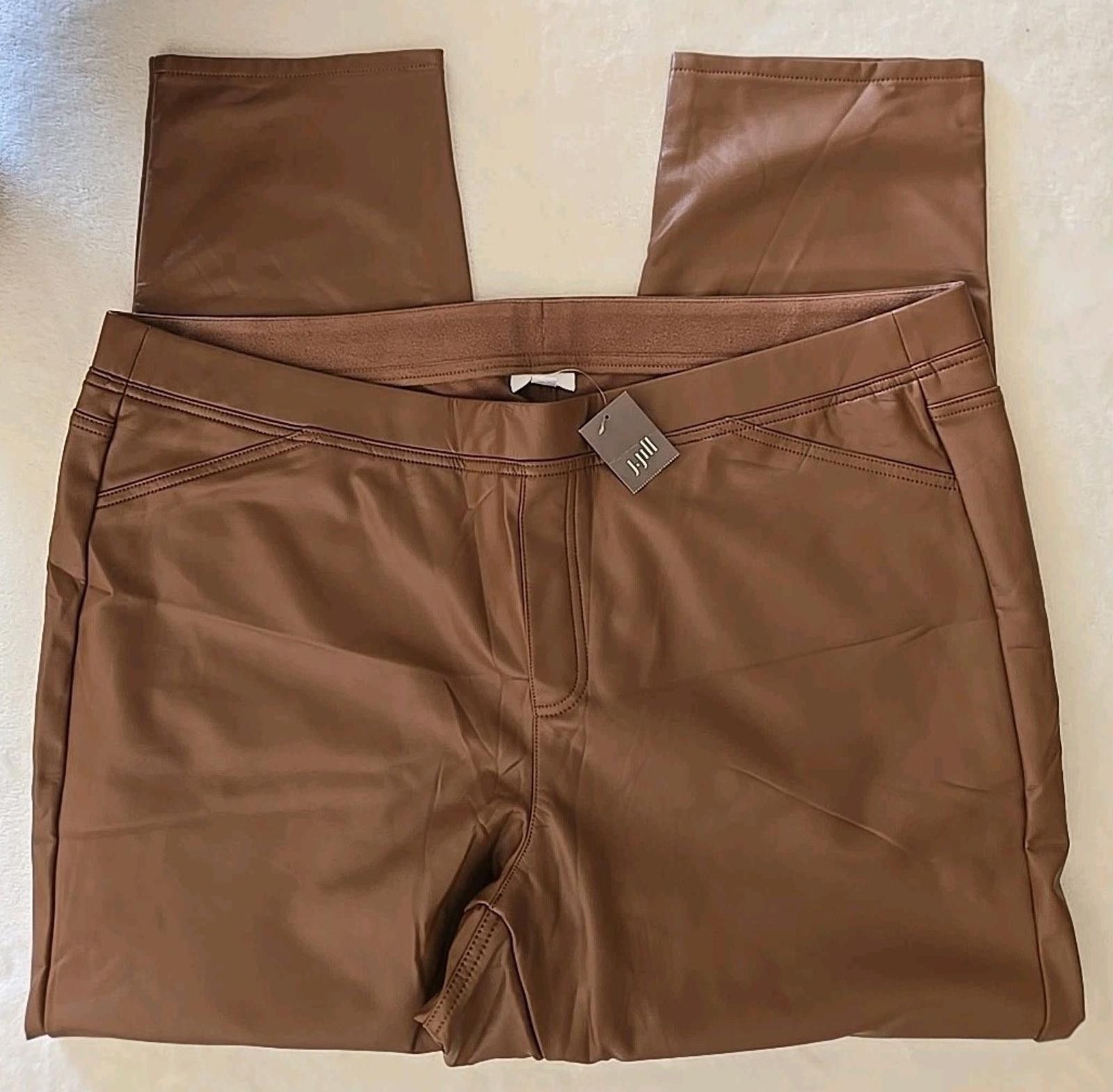 Other NWT J. Jill Womens Brown Pull On Faux Leather Pants Size 3X Size 42" / US 20 - 1 Thumbnail