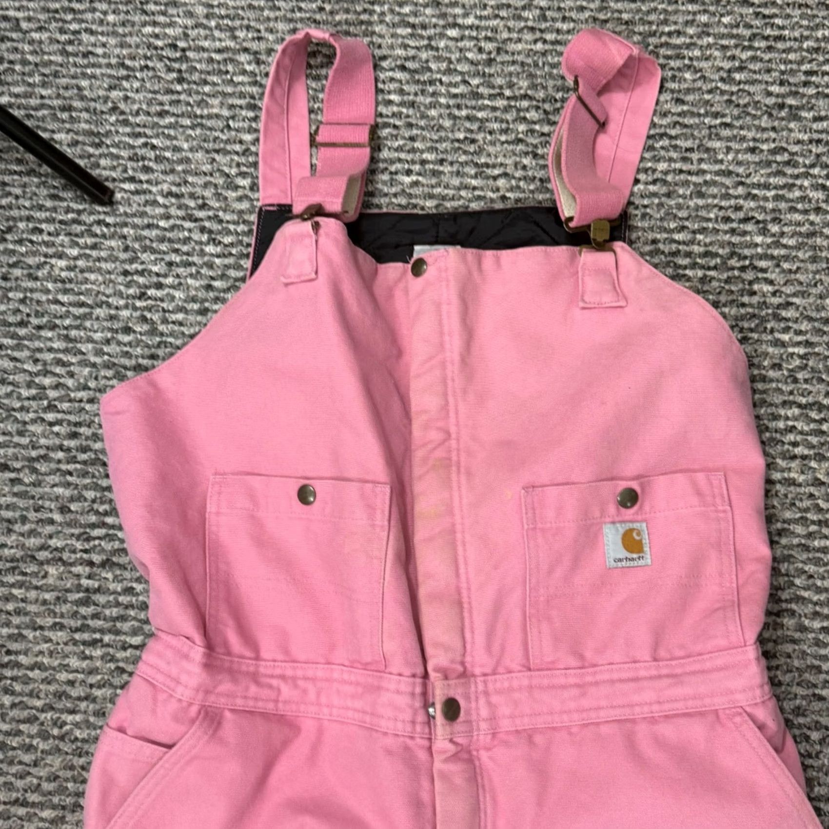 Carhartt Carhartt Overalls Women’s 16/32 Pink Insulated Duck Canvas Double Knee Bib Workwear Distressed Quilt Lined Vintage No Size 38" / US 16 / IT 52 - 4 Thumbnail