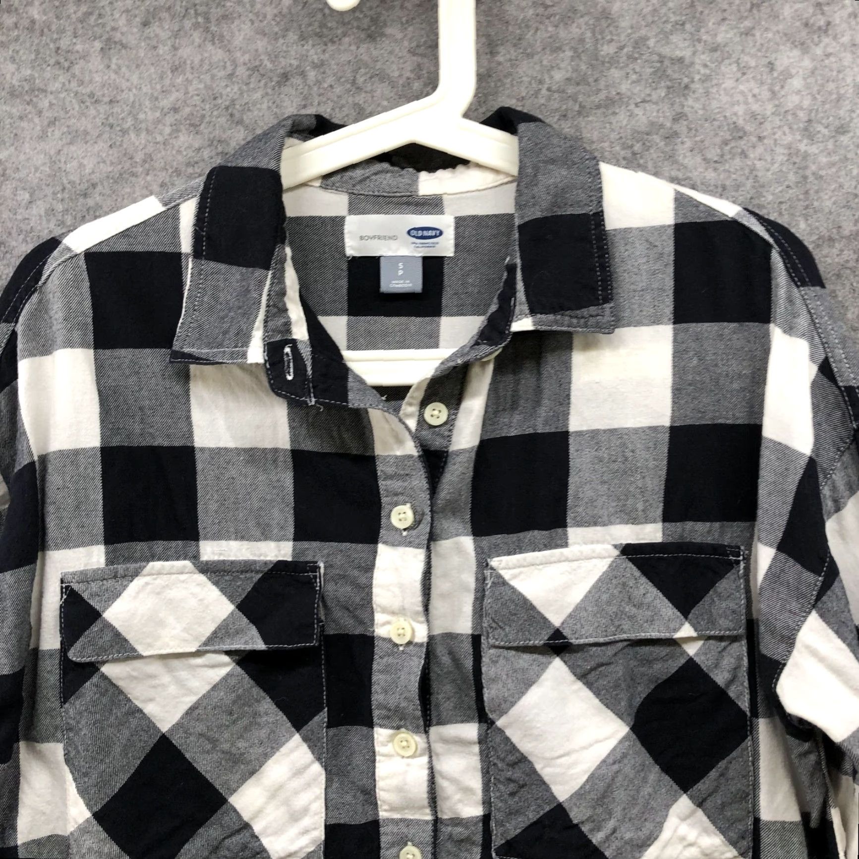 Old Navy Old Navy Boyfriend Flannel Shirt Womens S Black White Check Plaid Button-Up Casual Fall Winter Size S / US 4 / IT 40 - 3 Thumbnail