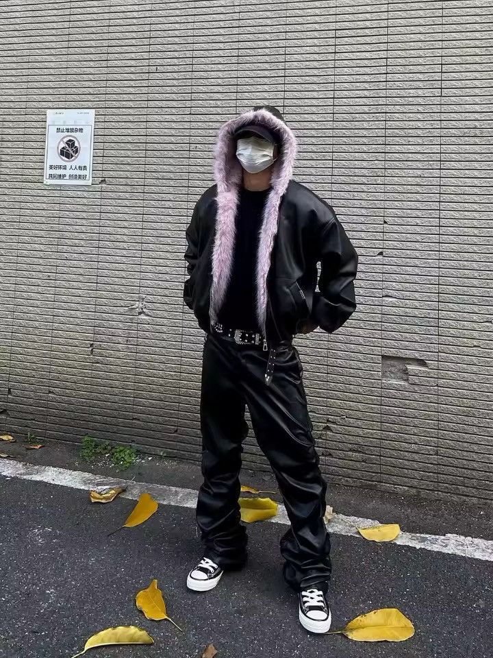 Japanese Brand Black Faux Leather Jacket with Fur Collar Size US M / EU 48-50 / 2 - 6 Thumbnail