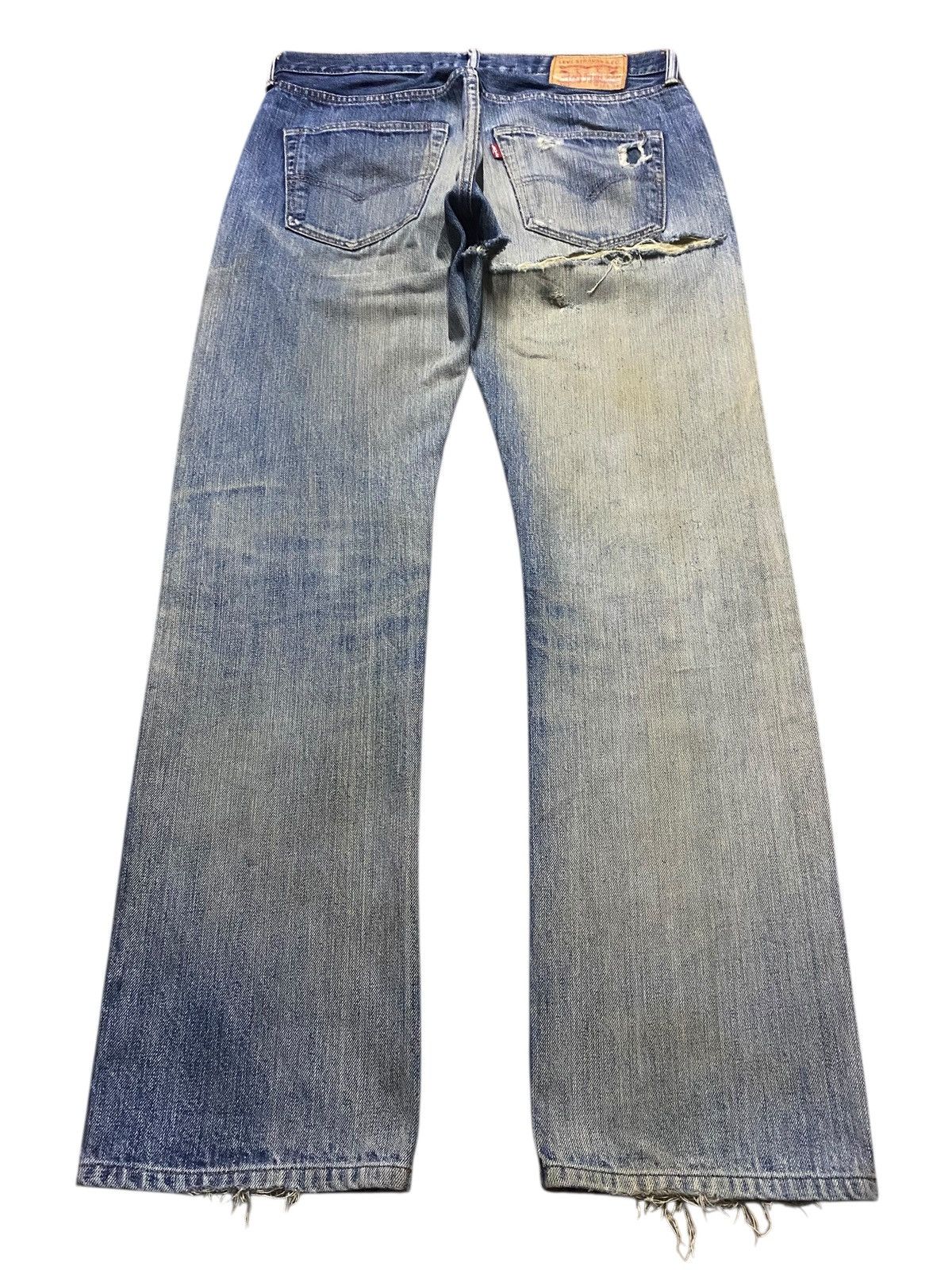 Levi's Vintage Clothing Vintage Levis 501 Mud Wash Y2K Loose Ripped Jeans Size US 33 - 2 Thumbnail