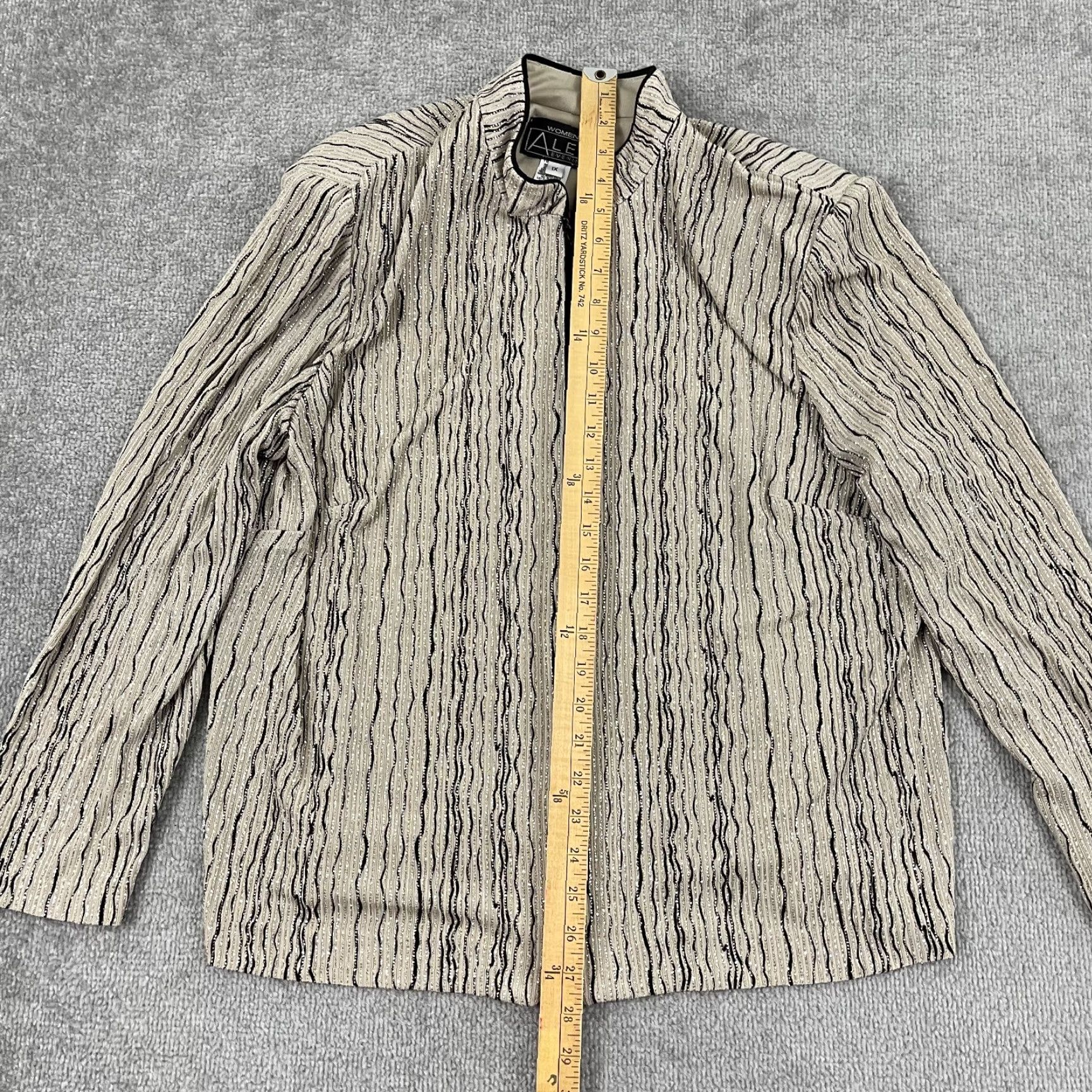 Alex Evenings VINTAGE Alex Evenings Blazer Jacket Womens Size 1X Brown Striped Sparkly Faux Diamond Full Zip Party Casual Workwear Size XL / US 12-14 / IT 48-50 - 4 Thumbnail