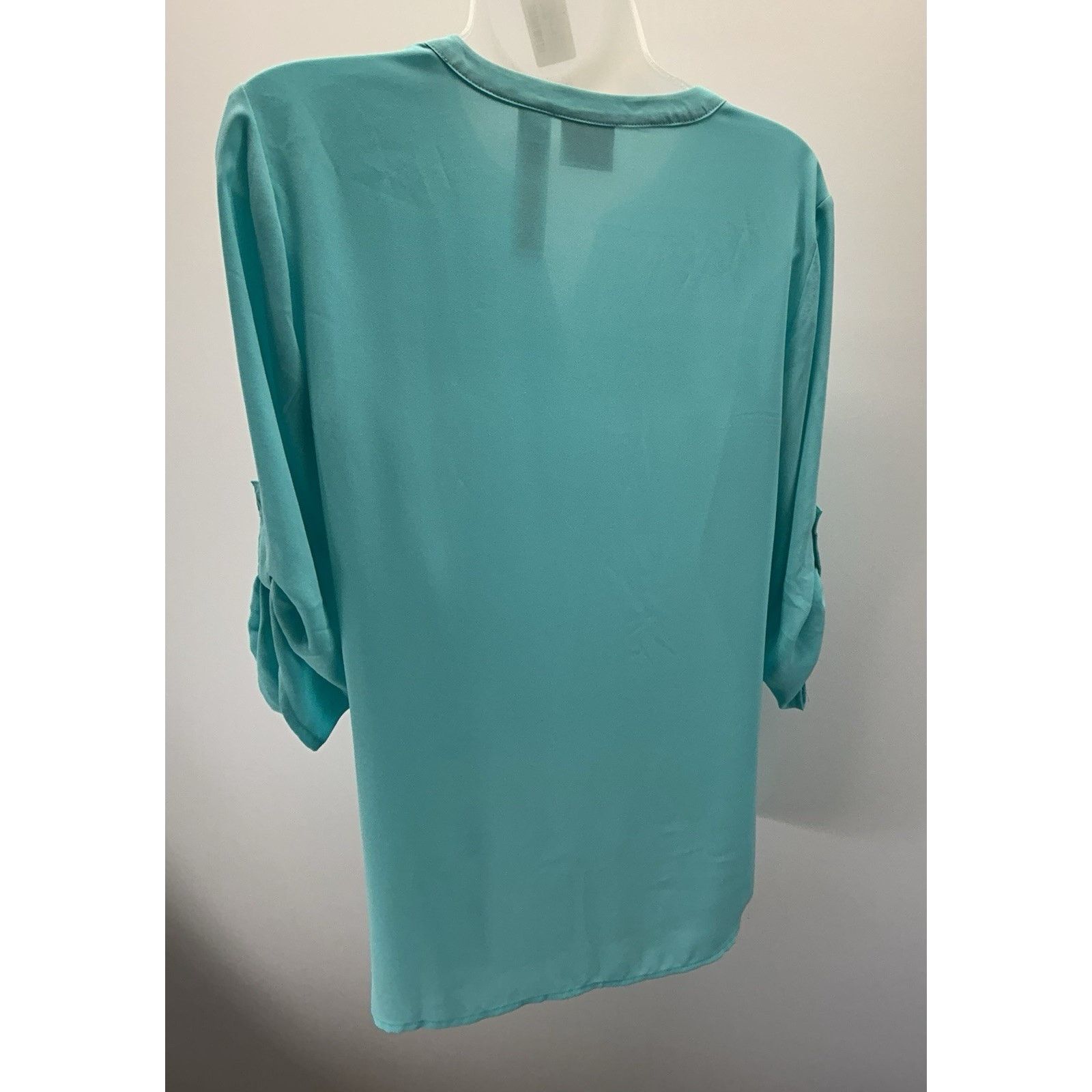 Chicos CHICO'S Size 0 Small Womens Teal Split Neck Blouse Size S / US 4 / IT 40 - 6 Thumbnail