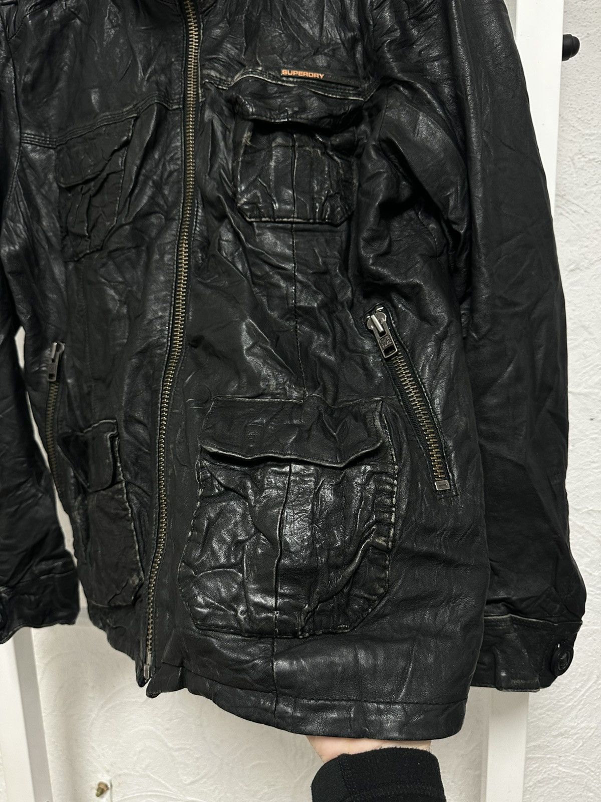 Japanese Brand × Superdry Superdry Avant-Garde Leather Jacket M Size Diesel Style Size US M / EU 48-50 / 2 - 4 Thumbnail