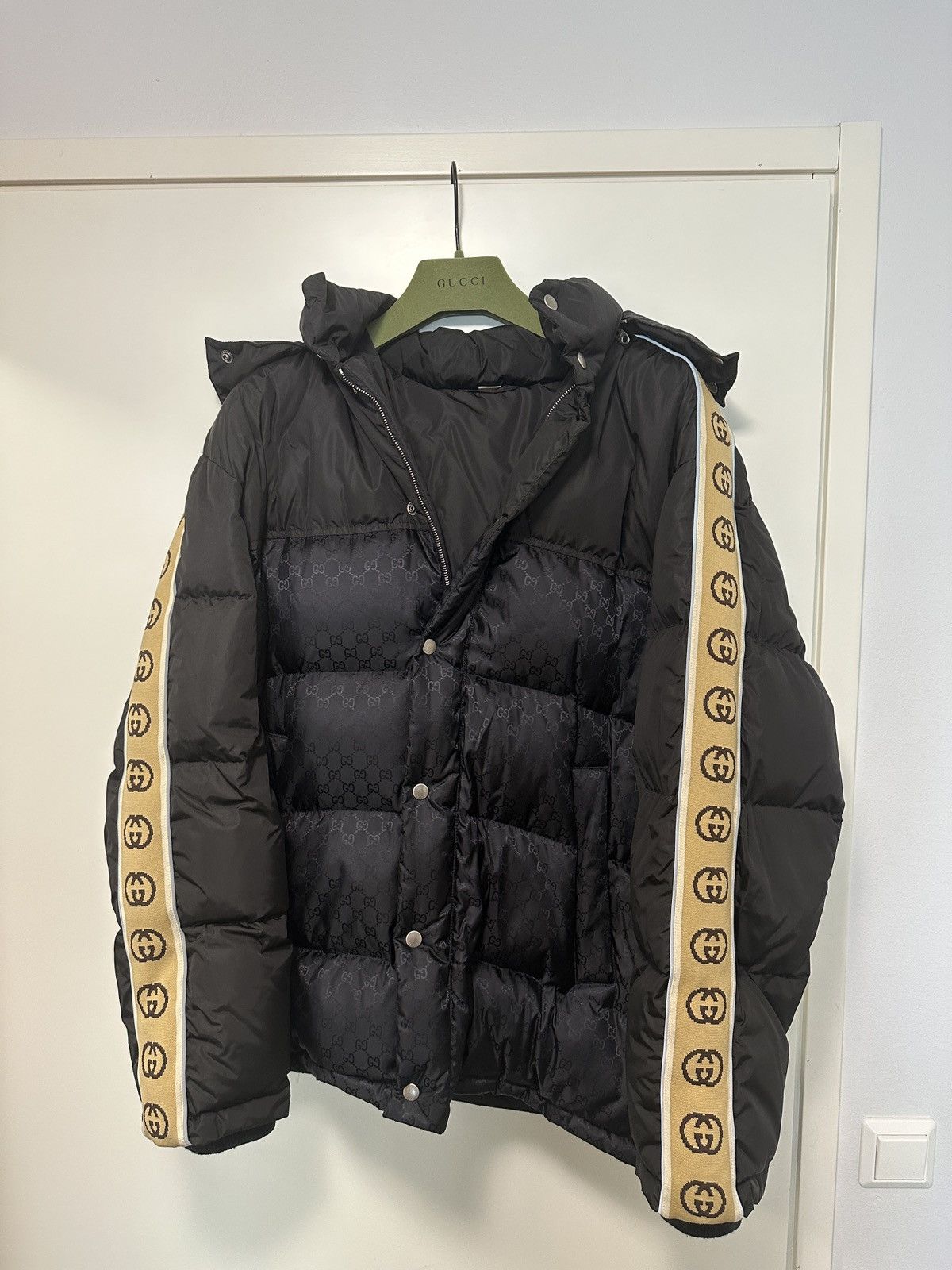 Gg jacquard store nylon padded coat