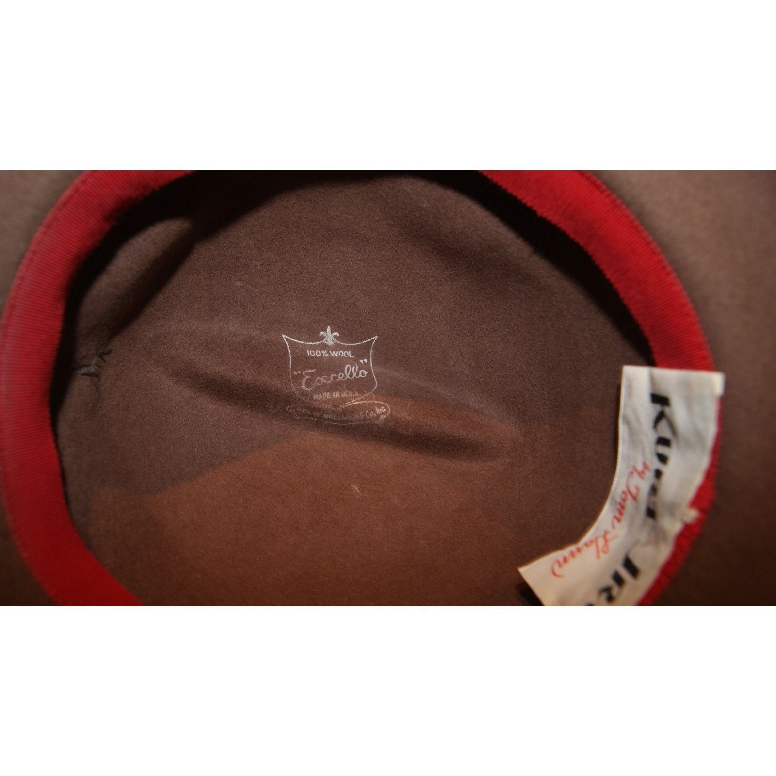 Vintage VTG Brown 100% Wool Hat Pheasant Feathers 60s USA Made 20.5 Size ONE SIZE - 10 Thumbnail
