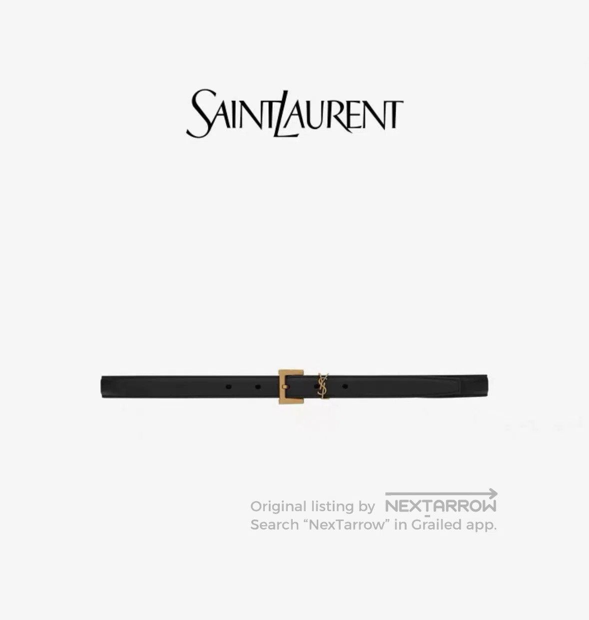 Yves Saint Laurent saint laurent black belt with gold buckle. Size ONE SIZE - 1 Thumbnail
