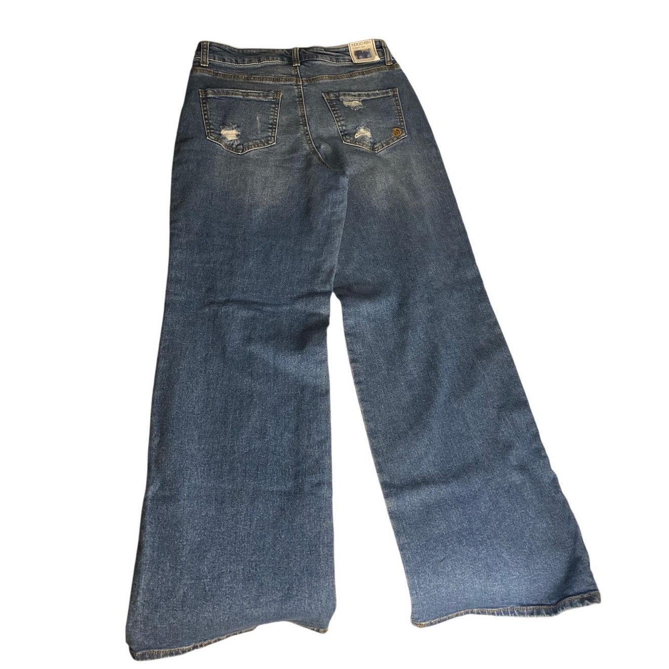 Indigo Y2K Grunge Distressed Wide Leg Blue Denim Jeans Indigo 9 Size 29" - 5 Thumbnail