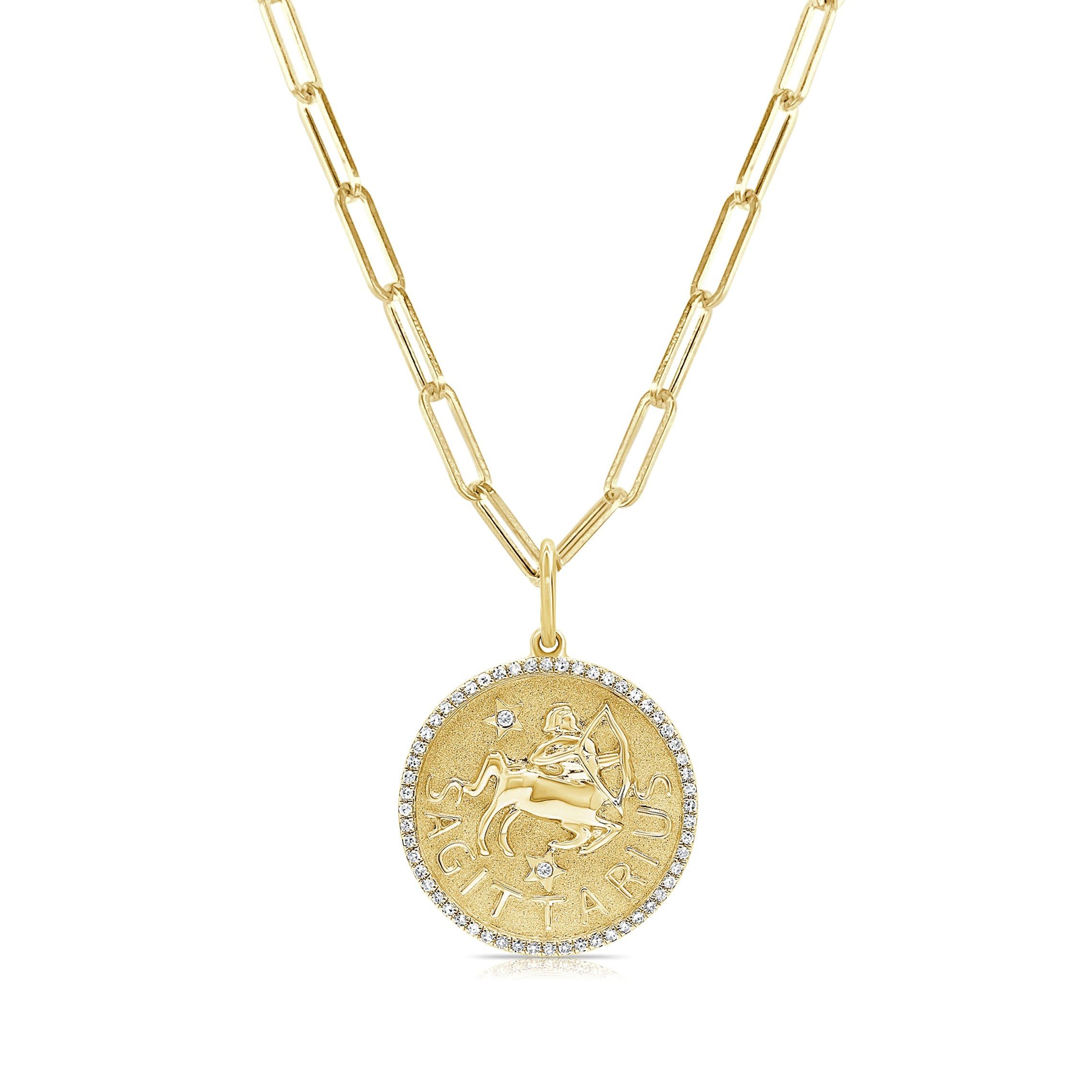 image of Tiffany Co Sagittarius Zodiac Diamond Necklace In 14Kt Yellow Gold, Women's