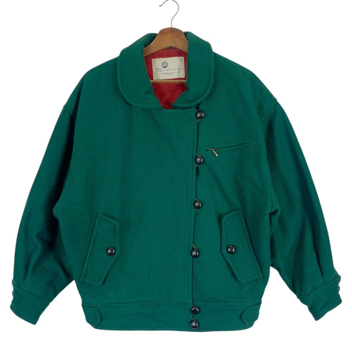 Issey Miyake Vintage Brahmin Dark Green Wool Button Jacket Size US M / EU 48-50 / 2 - 1 Thumbnail