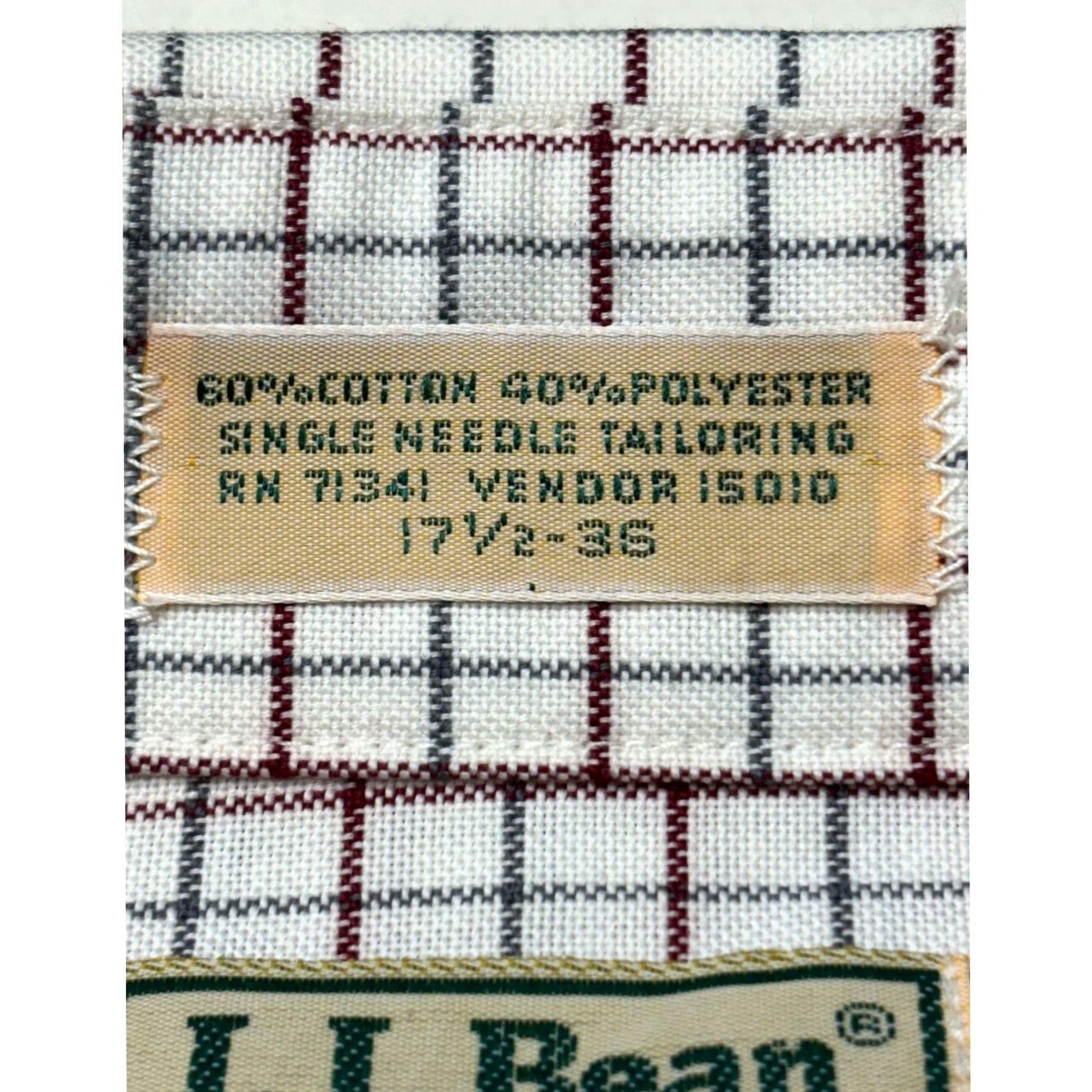 Vintage VINTAGE L.L.Bean Plaid Shirt Button-Down Long Sleeve Dress Shirt Mens 17.5 White Button-Up Comfort Classic Preppy Pocket Easy Care Size 48R - 5 Thumbnail