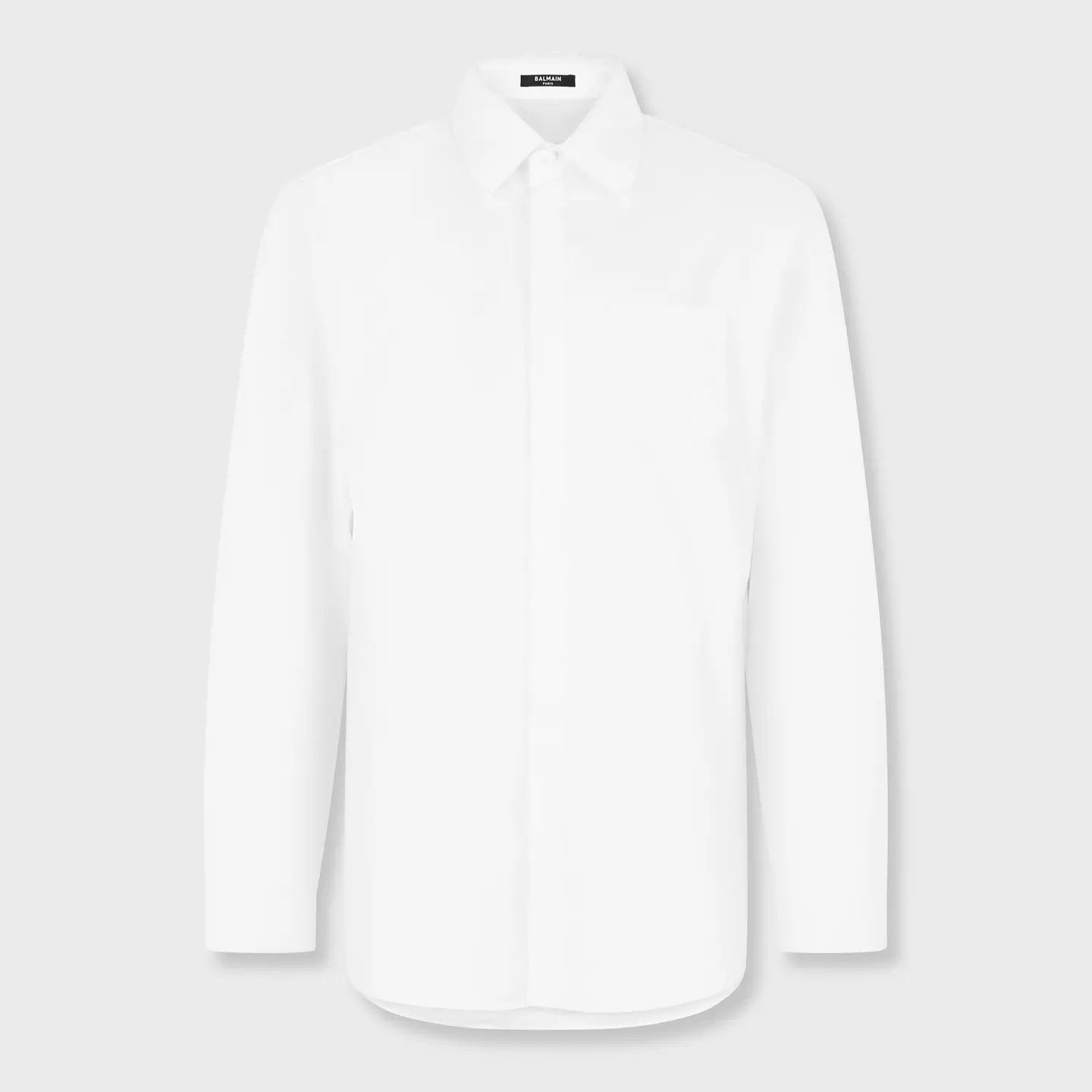 Balmain o1g2r1mq0426 Emblam Long Sleeve Plain Shirt in White Size US L / EU 52-54 / 3 - 1 Thumbnail
