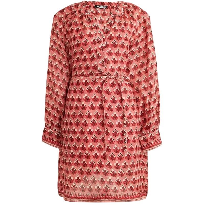 J.Crew J CREW Cabana Mini Shirt Dress Block Print Coral Ramie Sz 3X Size 3XL / US 20-22 - 3 Thumbnail