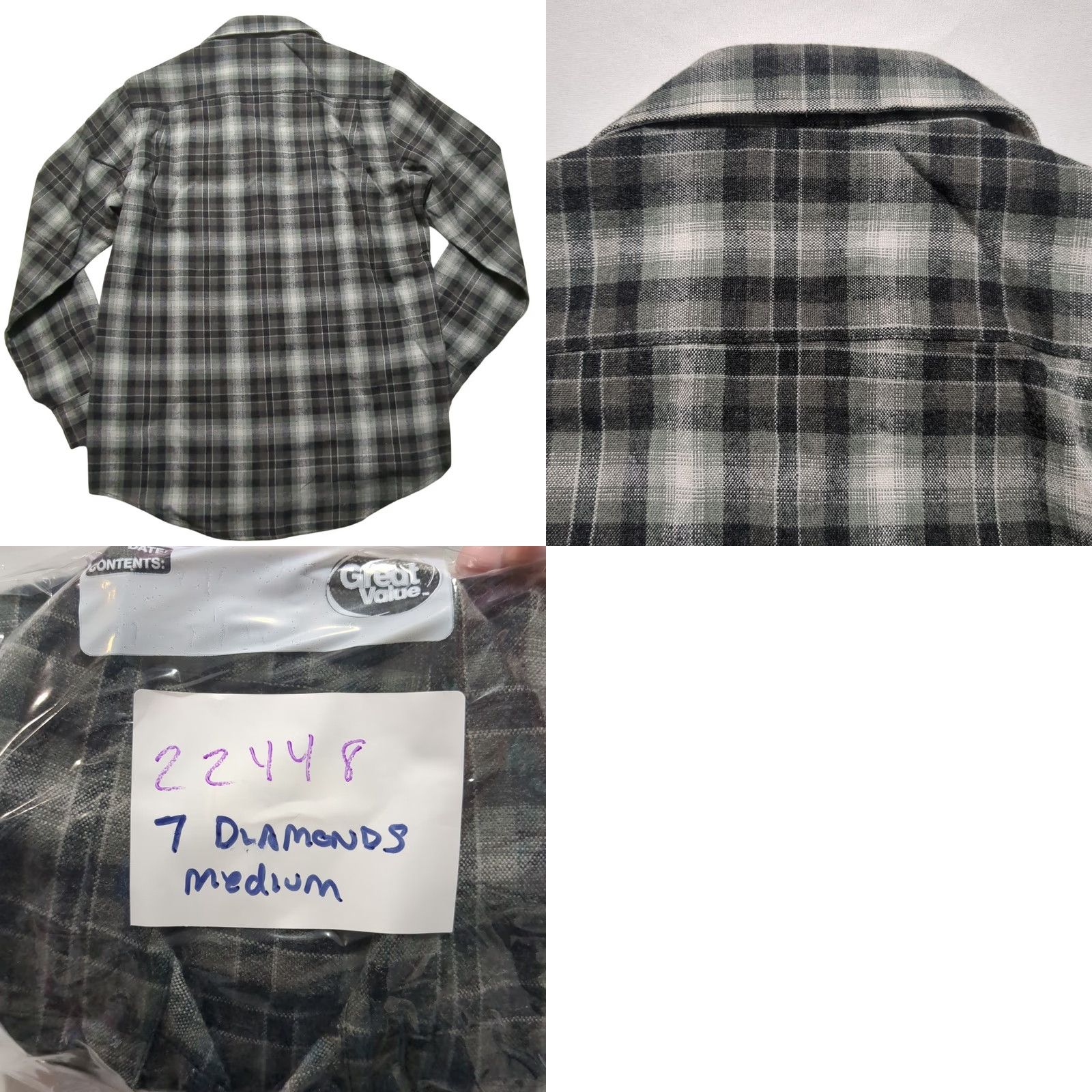 Vintage 7Diamonds Flannel Shirt Men M Grey Black Plaid Wool Blend EUC Button-Up Pocket Chest 7Diamonds Logo Size US M / EU 48-50 / 2 - 9 Thumbnail