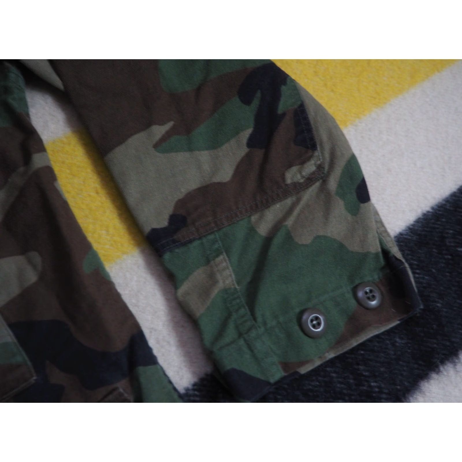 Vintage VTG 80s US Military BDU USMC Stencil Marines Woodland Camo Button Jacket S Short Mens Regular Cotton Canvas Size US 29 - 6 Thumbnail