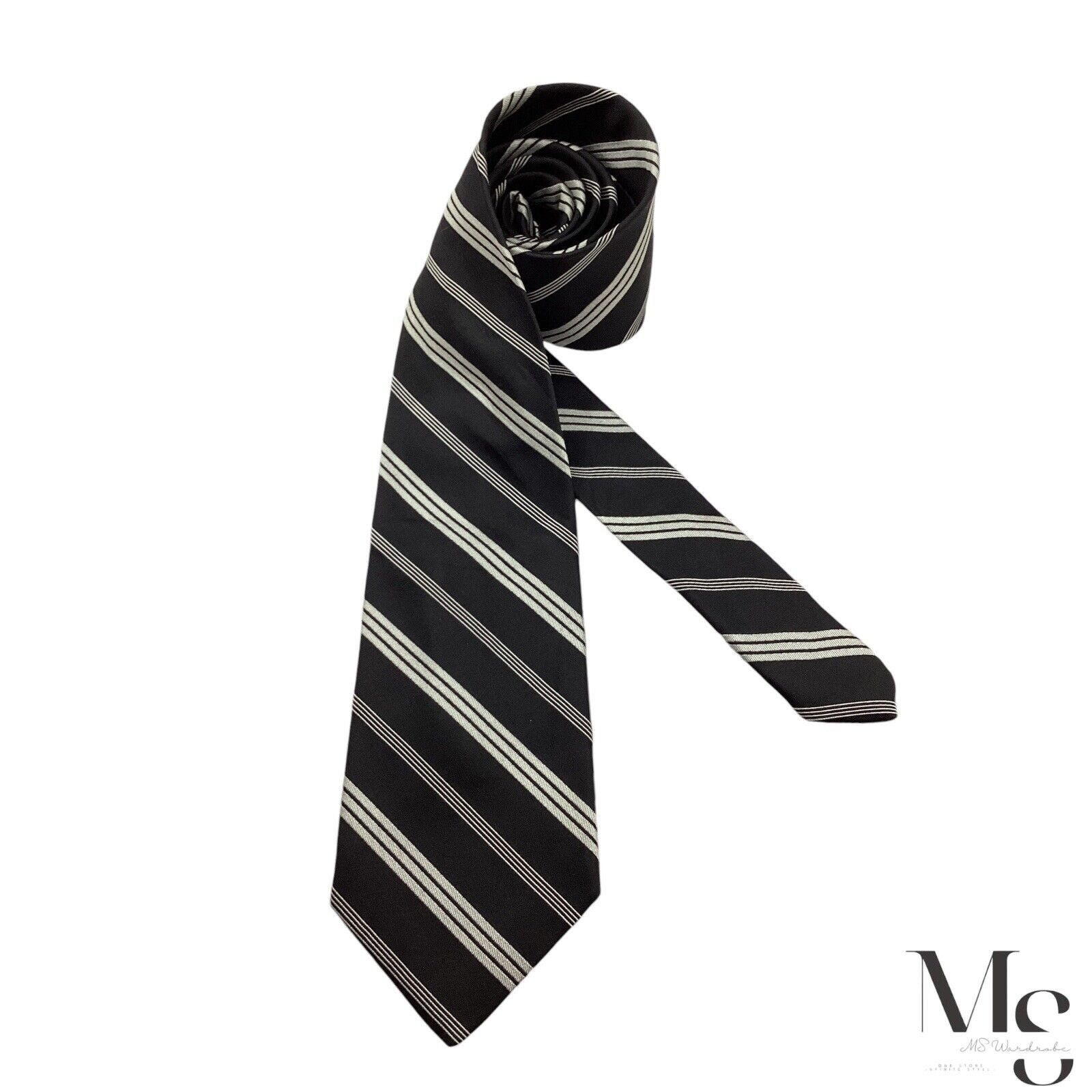 Stefano Ricci STEFANO RICCI Black Striped Luxury Designer Silk Tie Made It Size ONE SIZE - 1 Thumbnail