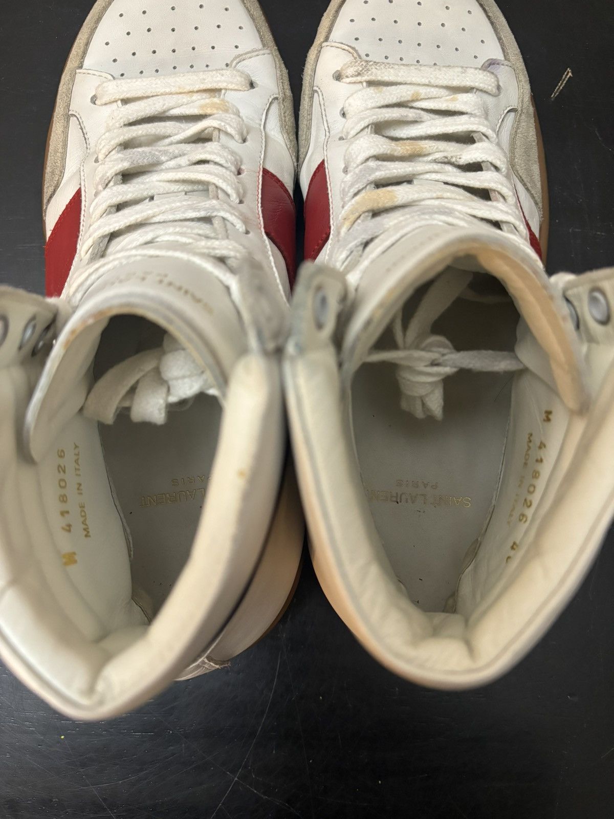 Saint Laurent Paris Saint Laurent Paris SL-10H Leather Sneakers White Red Gum Size US 7 / EU 40 - 7 Thumbnail