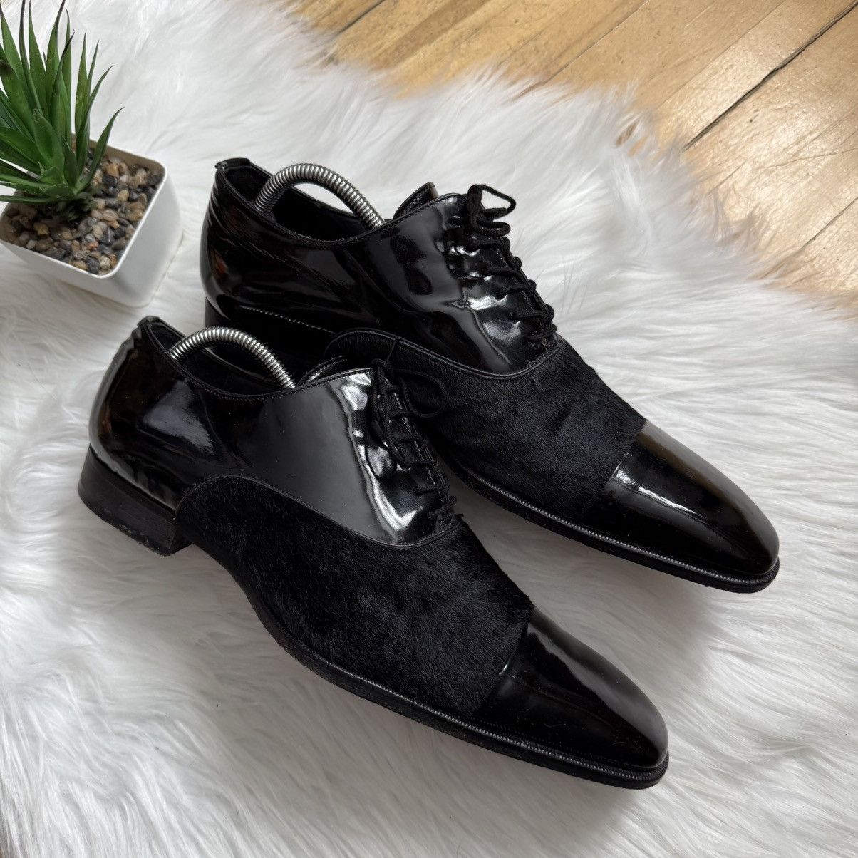 Dsquared2 📌 RARE Vintage Dsquared2 Pony Hair Derby Shoes Leather Size US 10 / EU 43 - 2 Thumbnail