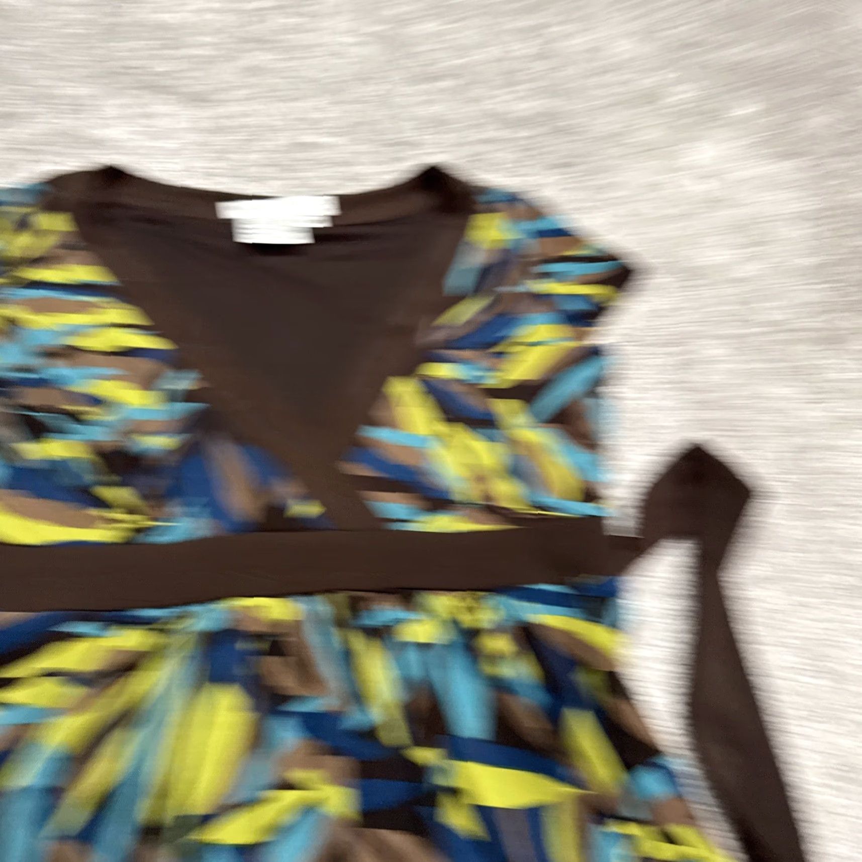 MAGGY LONDON VINTAGE Maggy London Leaf Print Midi Wrap Dress Womens 6P Brown Blue Casual Boho Dress Size M / US 6-8 / IT 42-44 - 7 Thumbnail