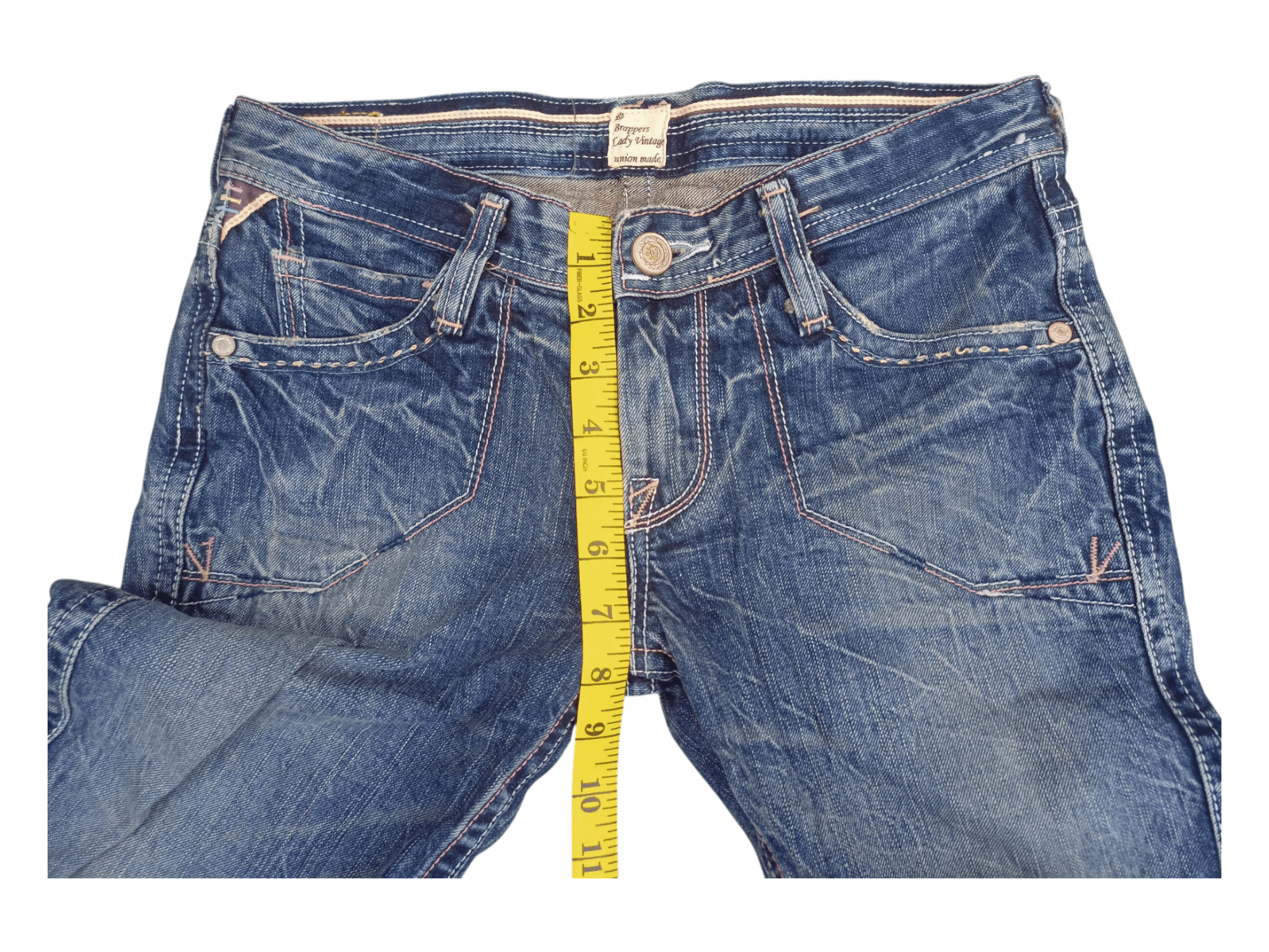 Japanese Brand Vintage Brappers Union Made Low Rise Flare Jeans Size 27" / US 4 / IT 40 - 16 Thumbnail